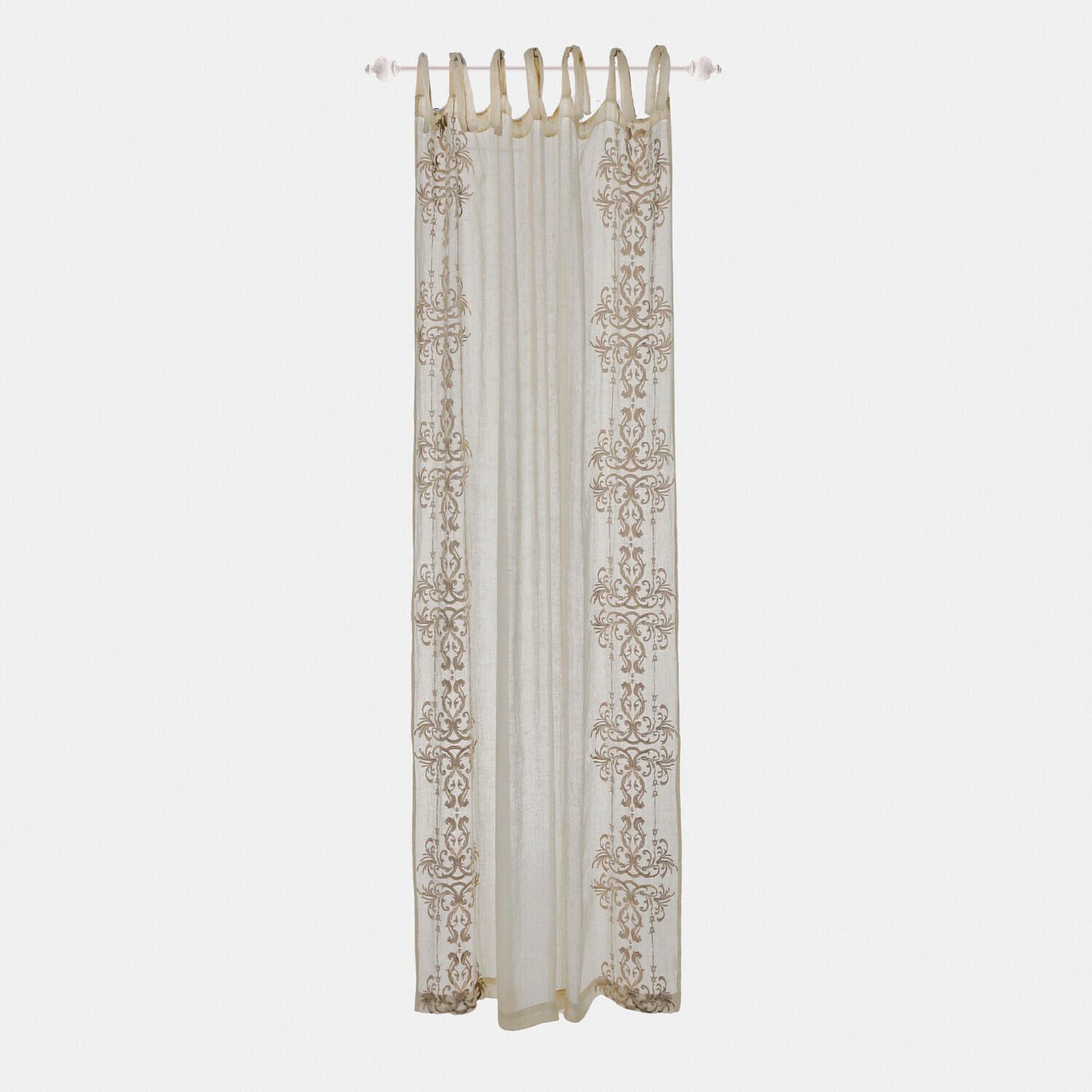 linnen Beige linnen gordijn met decoratief patroon, licht en elegant voor woonkamer of slaapkamer