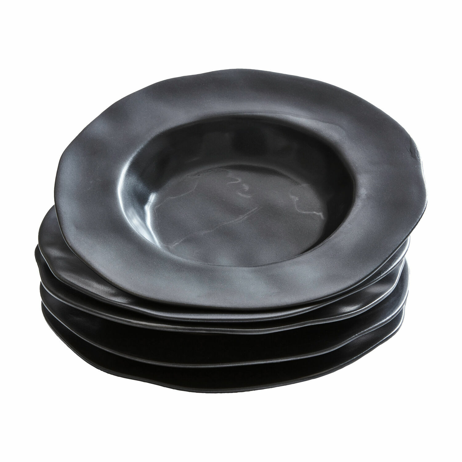 Set van 6 zwarte Biarritz soepborden van matte keramiek, modern design voor de eettafel