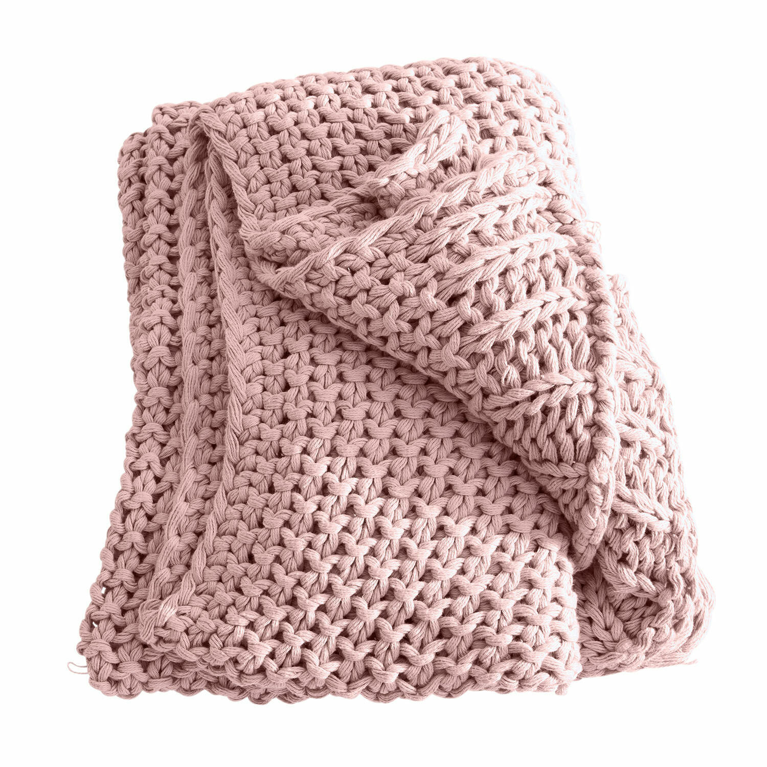 roze Roze plaid van dikke katoenen brei, ideaal voor een gezellige woonruimte