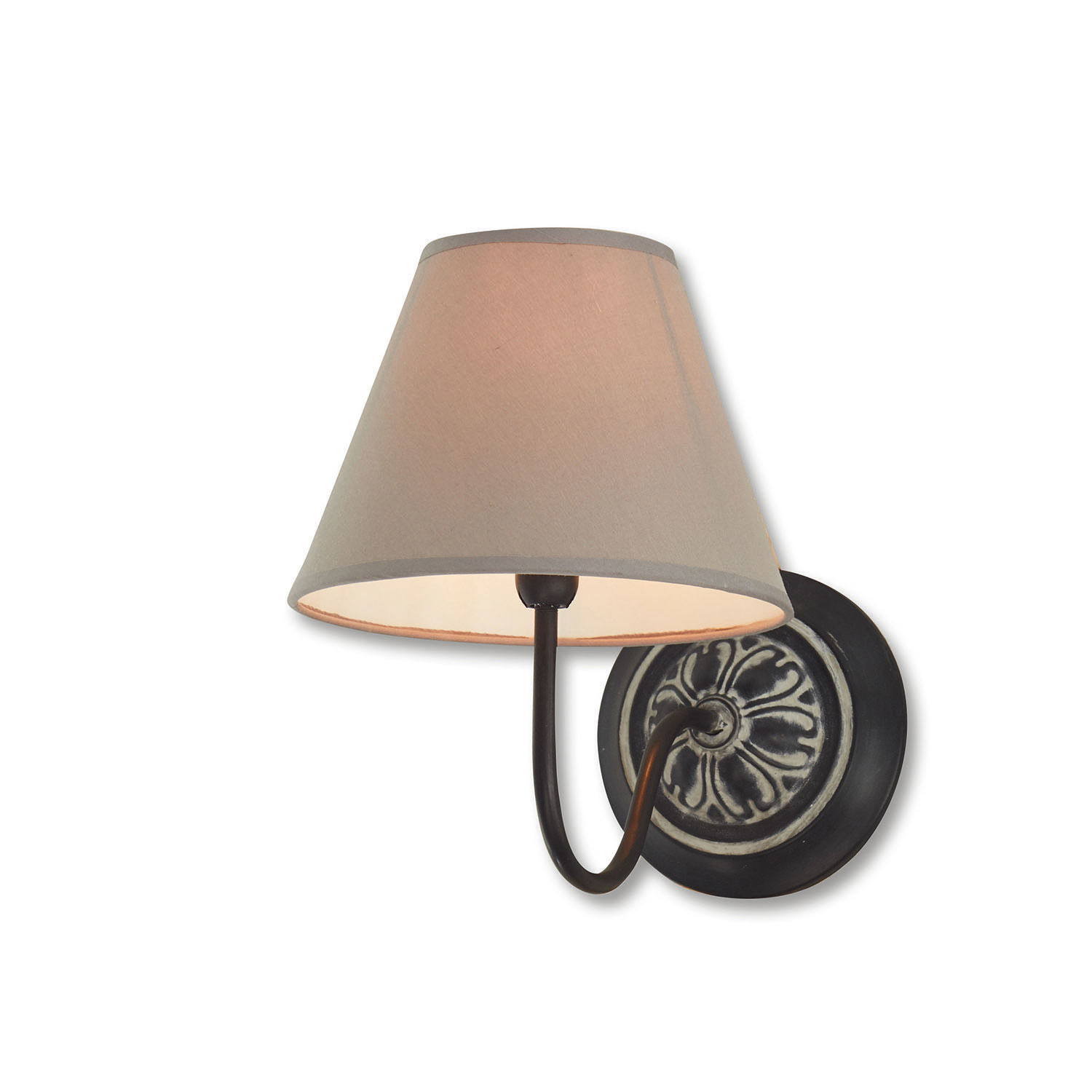 Wandlamp Gradinas Wandlamp van zwart metaal met beige kap, decoratieve binnenverlichting