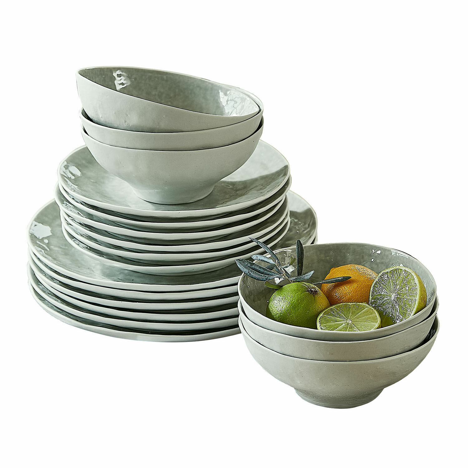 Servies set van 30 Braganza Set grijze keramische kommen en borden voor dagelijks gebruik in de keuken
