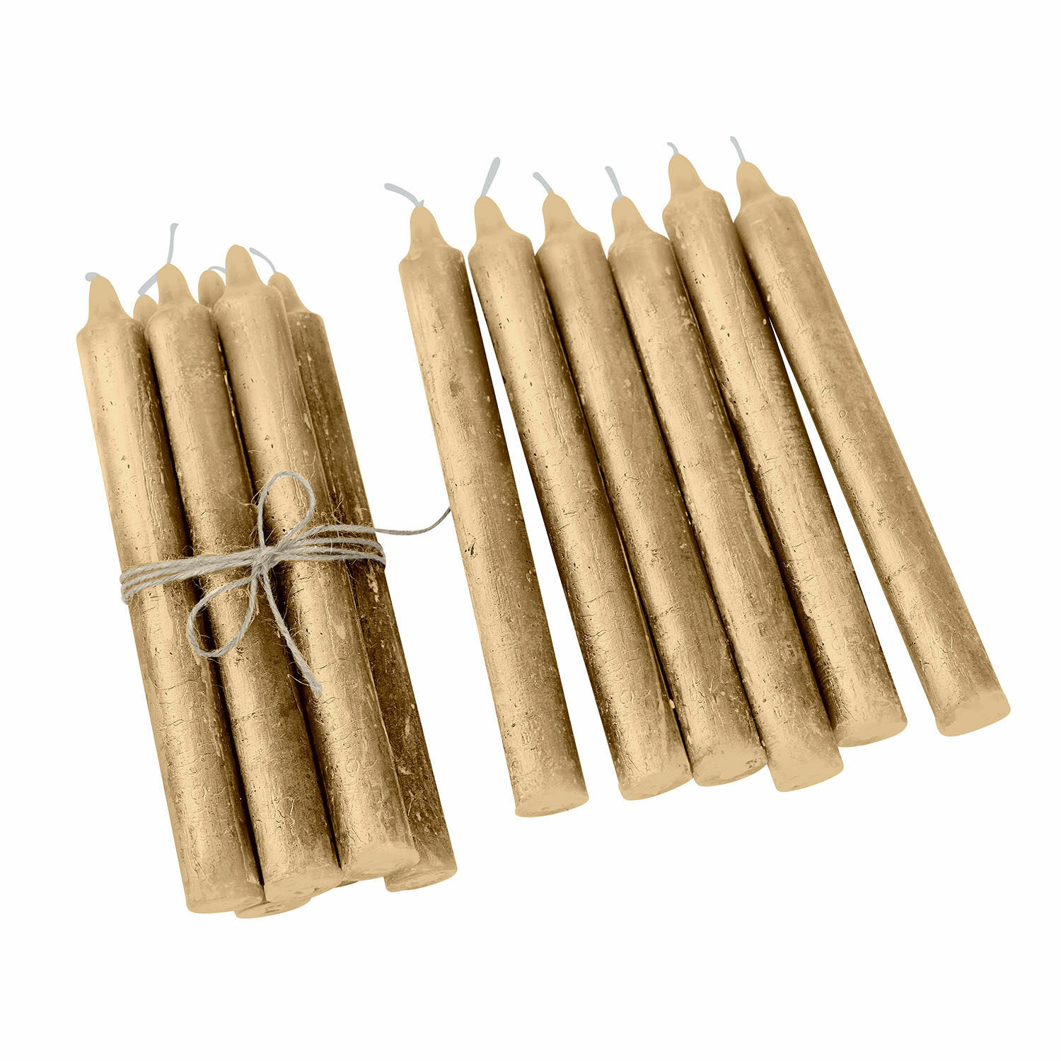 Set van 12 gouden Bauceau kaarsen van was, decoratief en elegant voor interieur