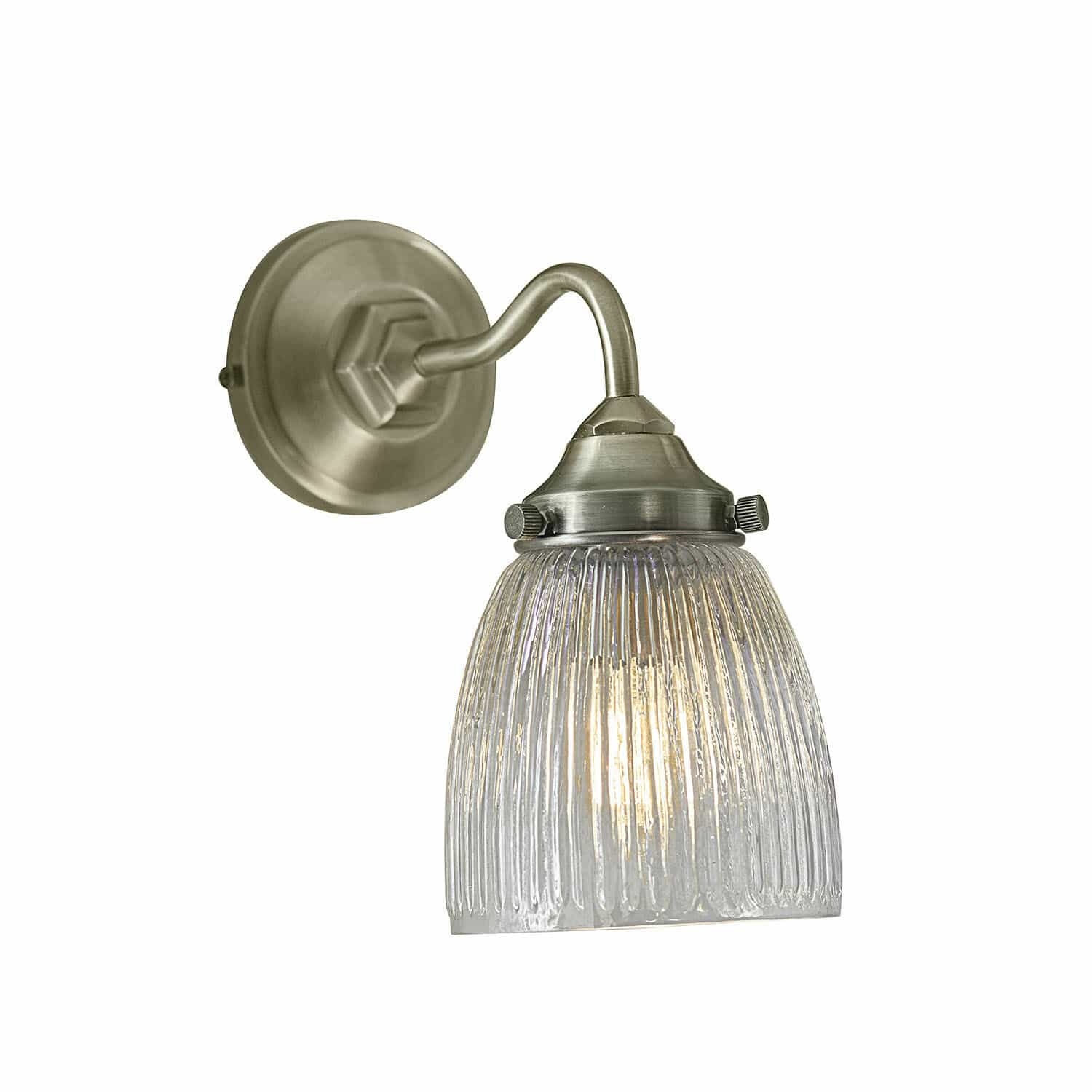 Wandlamp Tanaelva Wandlamp van metaal met transparante glazen kap, moderne binnenverlichting