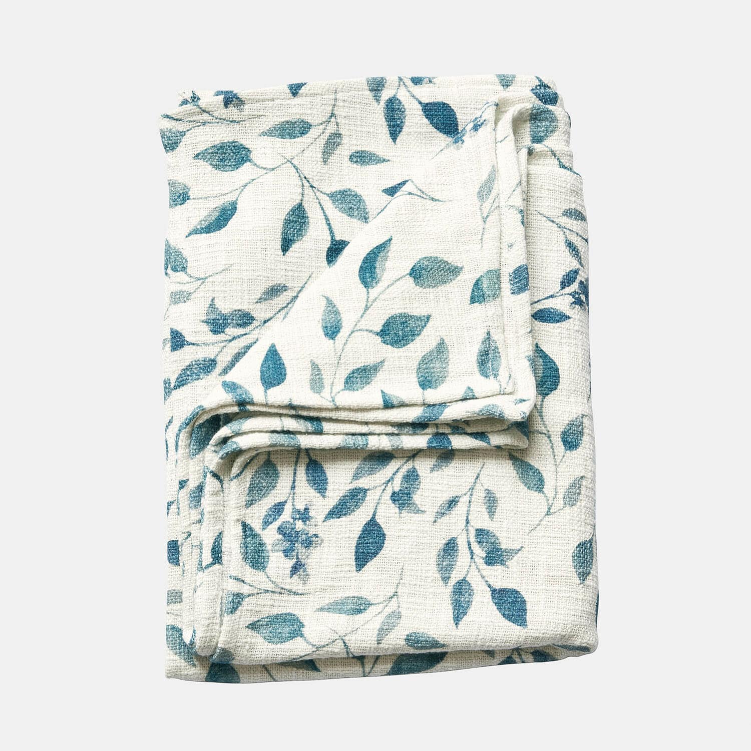 Plaid Ocevara Opgevouwen witte deken met blauw bladpatroon, zachte stof, decoratief textielaccessoire voor thuis