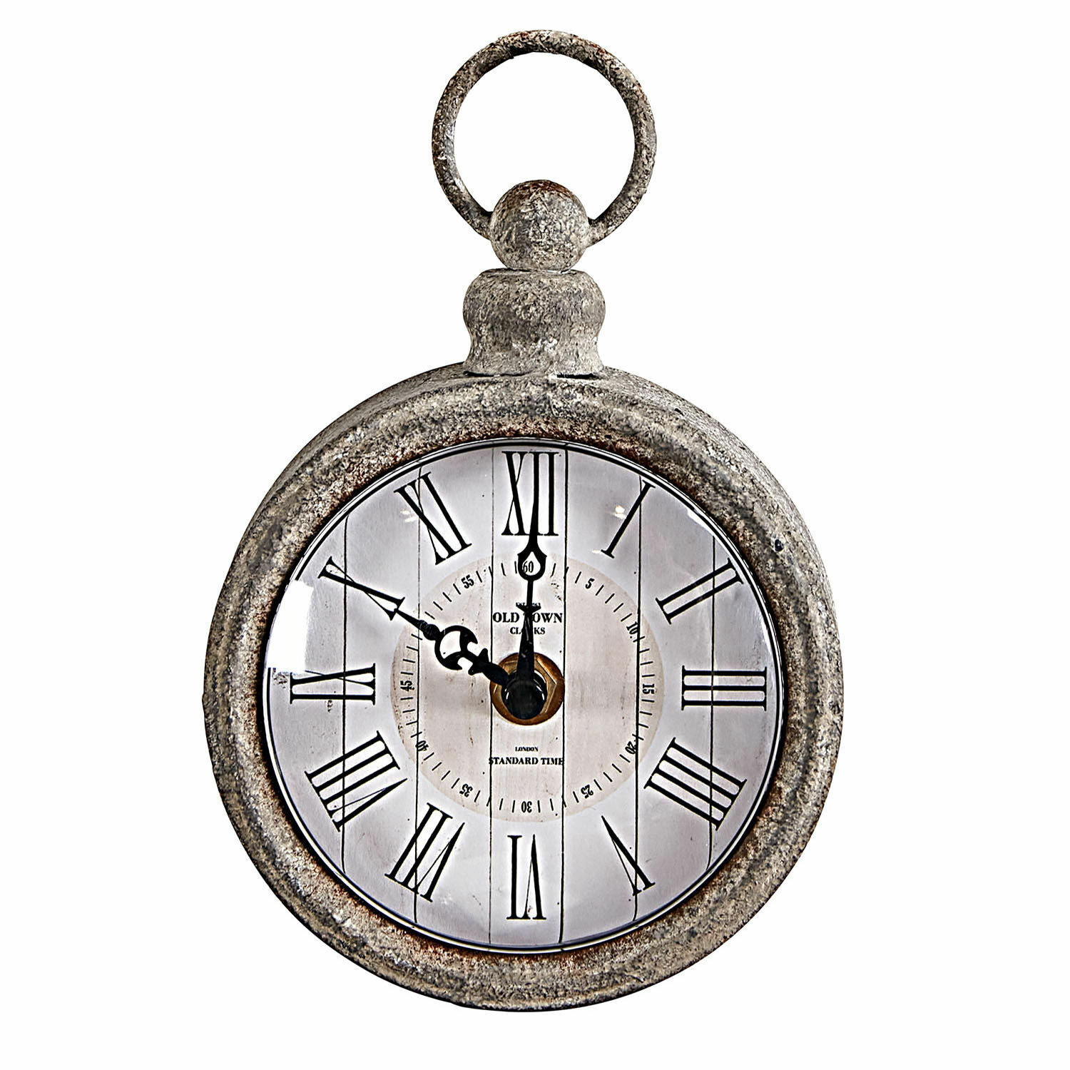 Wandklok Vivacique Vintage wandklok met grijze metalen rand en Romeinse cijfers in klassiek ontwerp