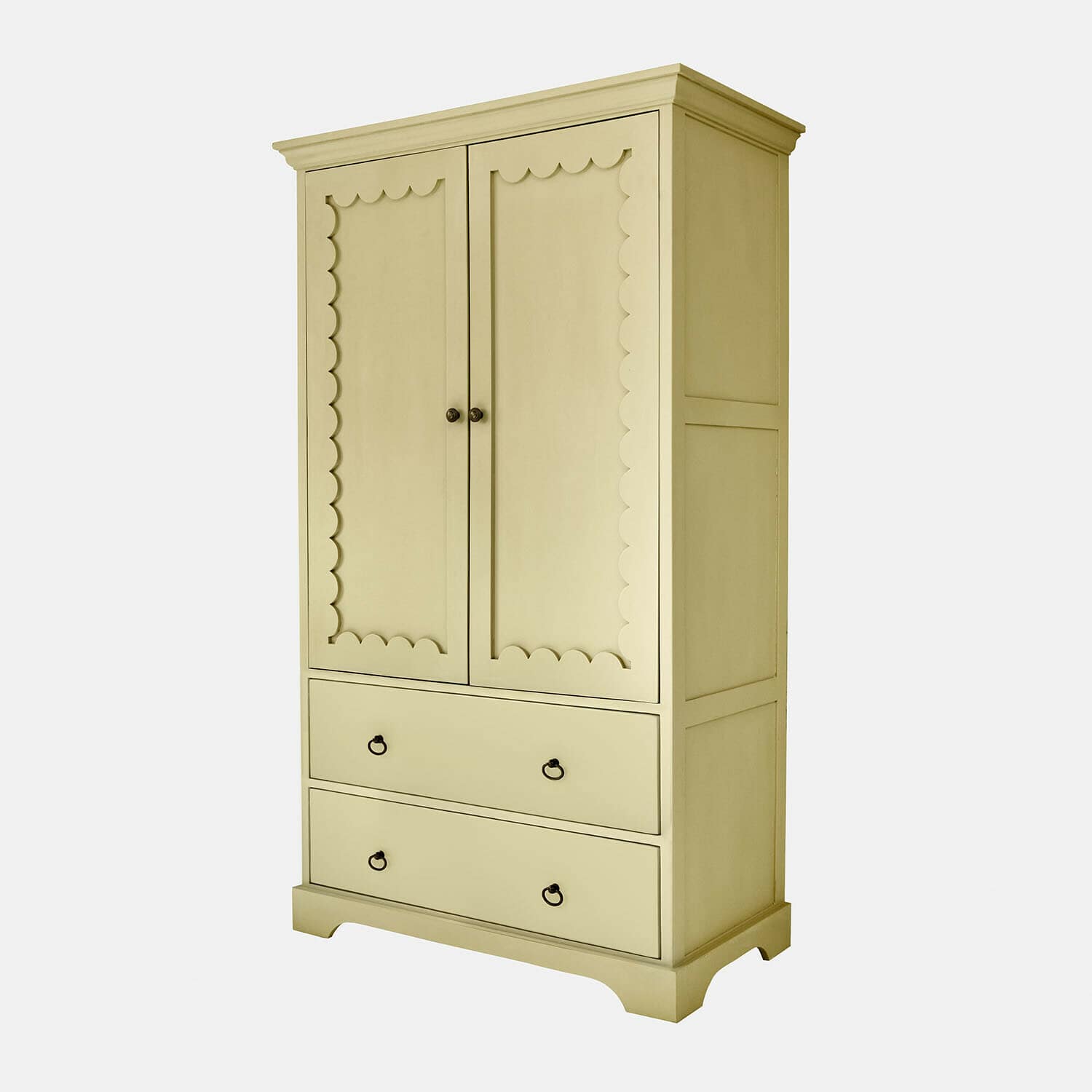 Kledingkast voor kinderen Frollin Beige houten kast met twee deuren en twee lades, vintage opbergmeubel
