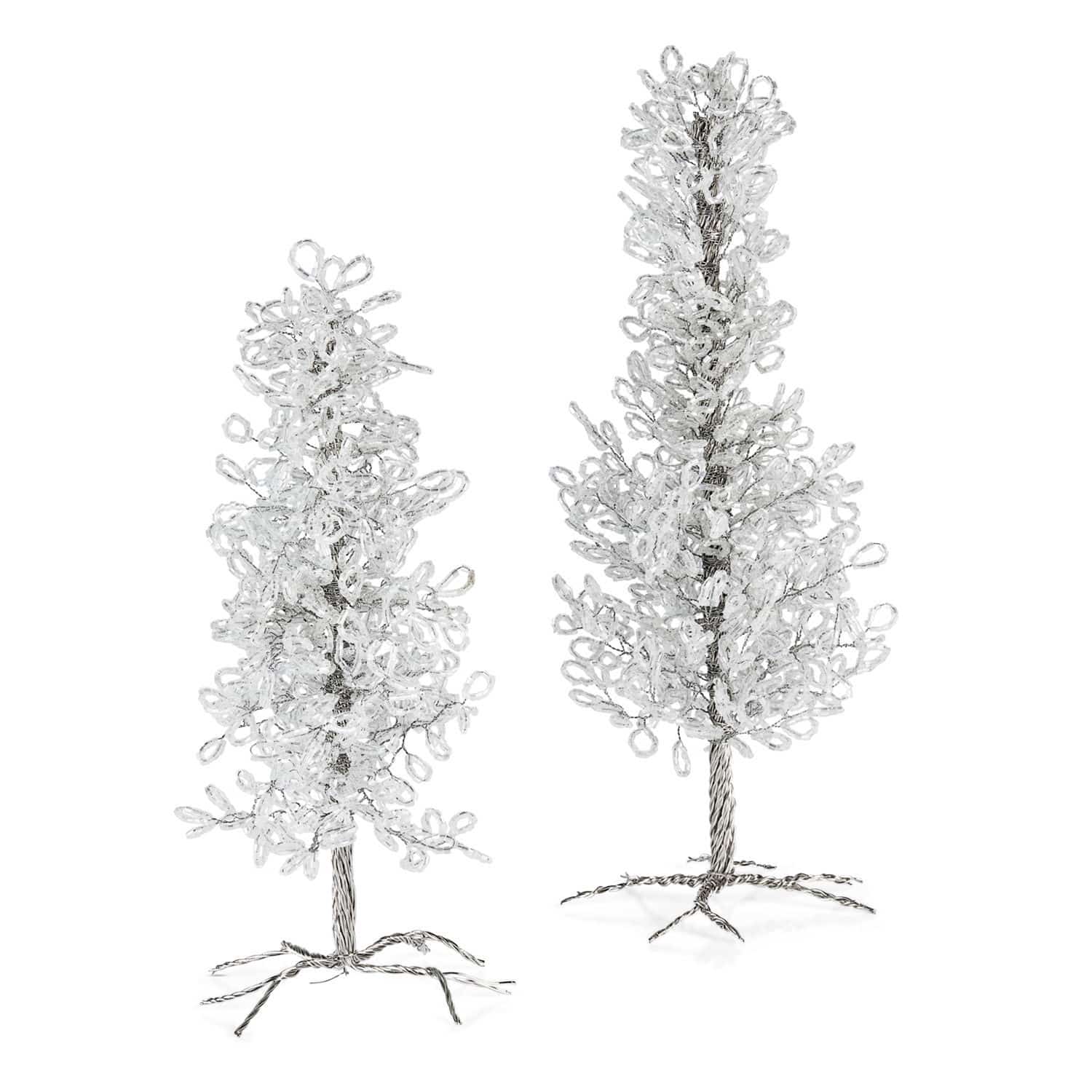 Sierboom set van 2 Grenville Decoratieve boompjes van transparante kralen op metalen voet, feestelijke kerstdecoratie