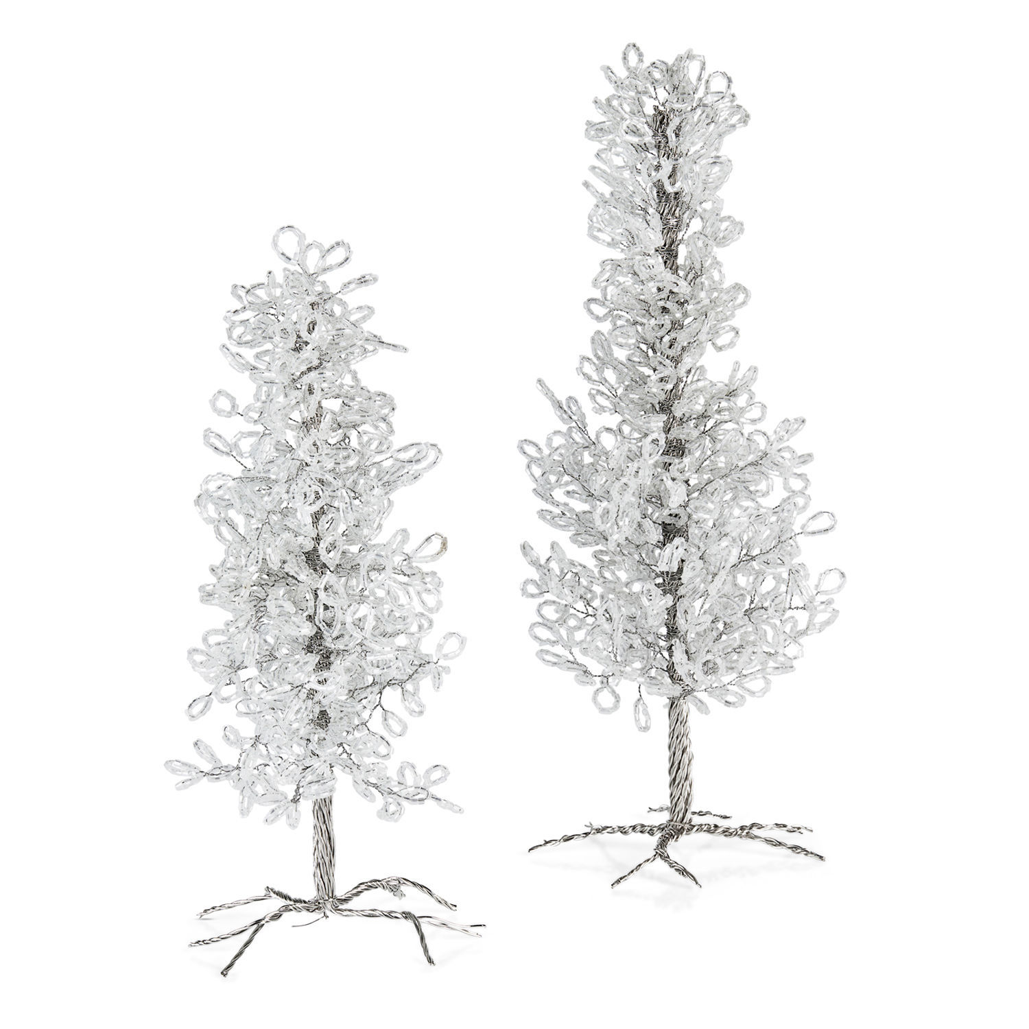 Sierboom set van 2 Grenville Decoratieve boompjes van transparante kralen op metalen voet, feestelijke kerstdecoratie