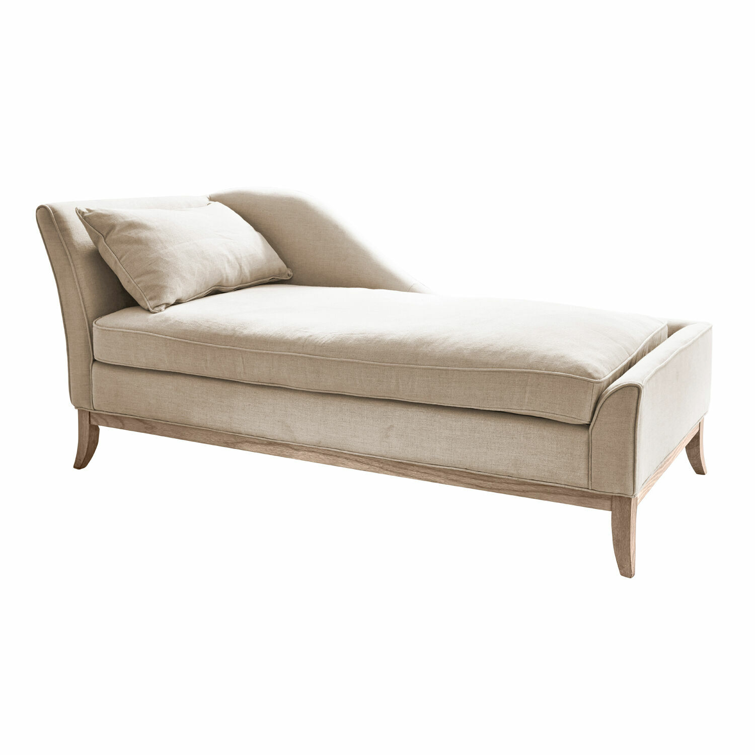 beige Beige Alphonse chaise longue van stof en hout, elegante relaxmeubel voor woonkamer