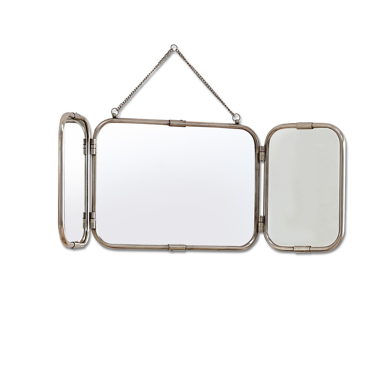 Spiegel Kacey Driedelig wandspiegel met metalen frame in antiek zilverkleur voor interieurdecoratie