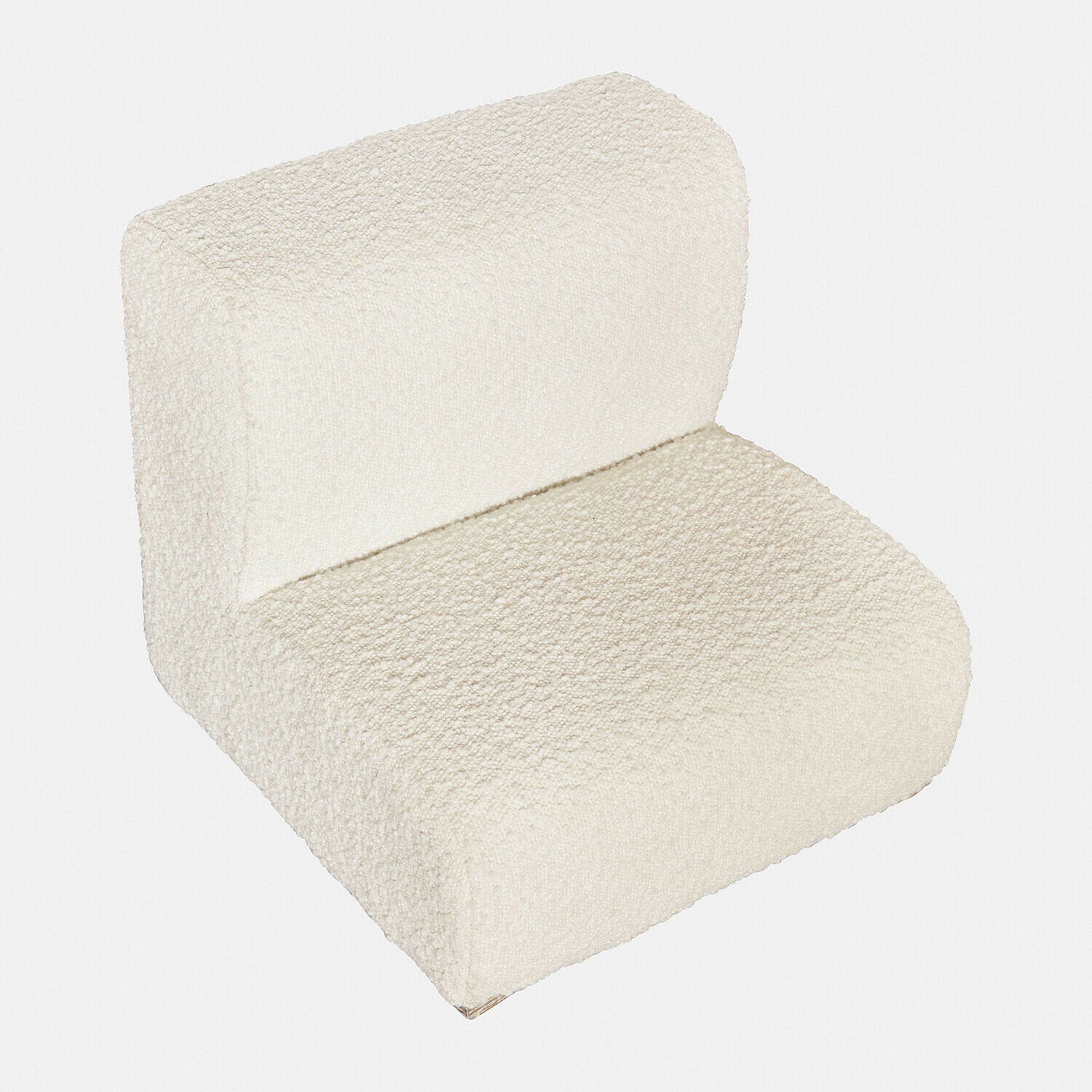 Witte modulaire fauteuil van zachte boucle stof, modern ontwerp voor woonkamer