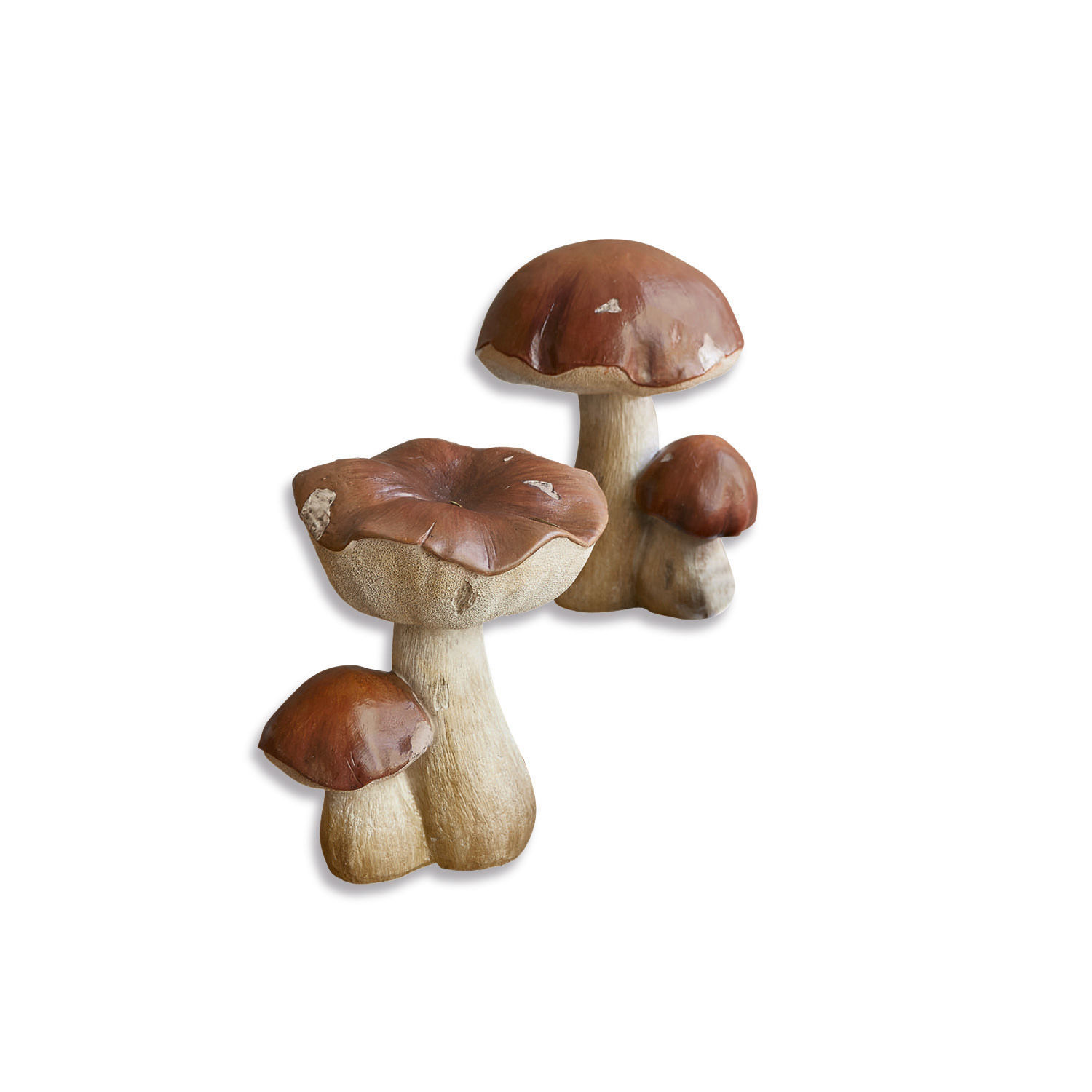 Sierpaddenstoel set van 2 Beenie Decoratieve paddenstoelen van kunststof in bruin-beige tinten voor binnen- en buitendecoratie