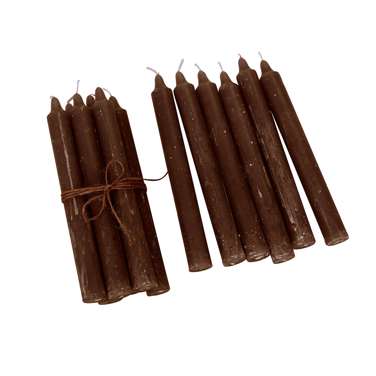 Set van 12 donkerbruine kaarsen van was, decoratief voor sfeerverlichting in huis