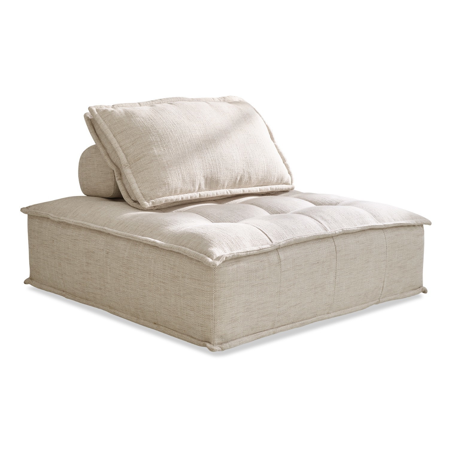 Beige linnen loungesofa Tesshill met gewatteerde zitting en zachte rugkussen voor comfort