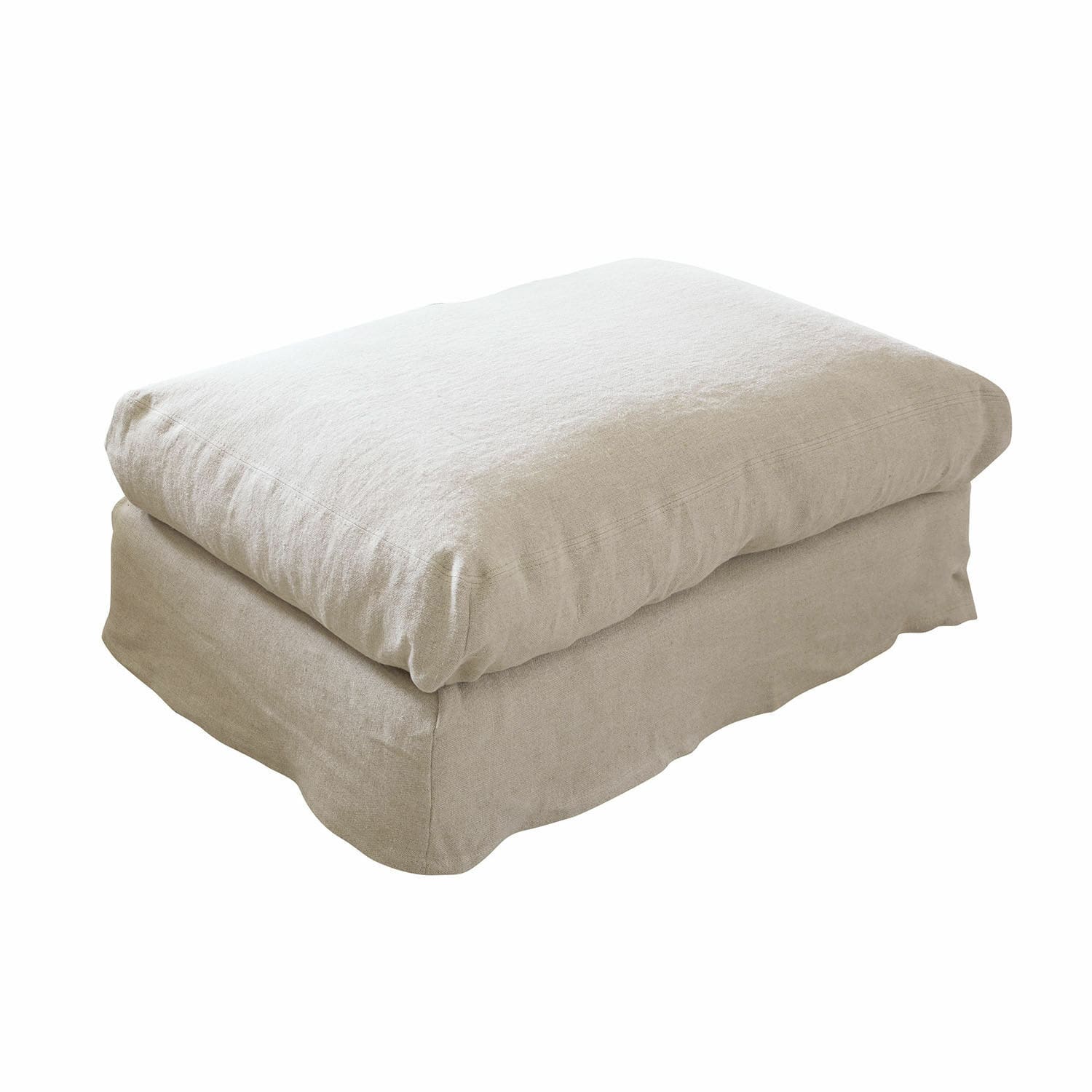 Beige Vantoux poef van zachte stof, comfortabele zitplaats voor woonkamer en ontspanning