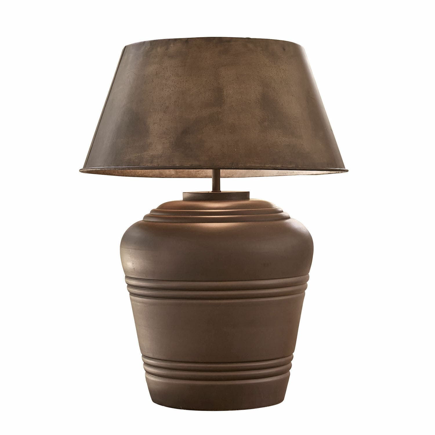 Tafellamp Morice Bruine keramische tafellamp met metalen kap, decoratieve binnenverlichting