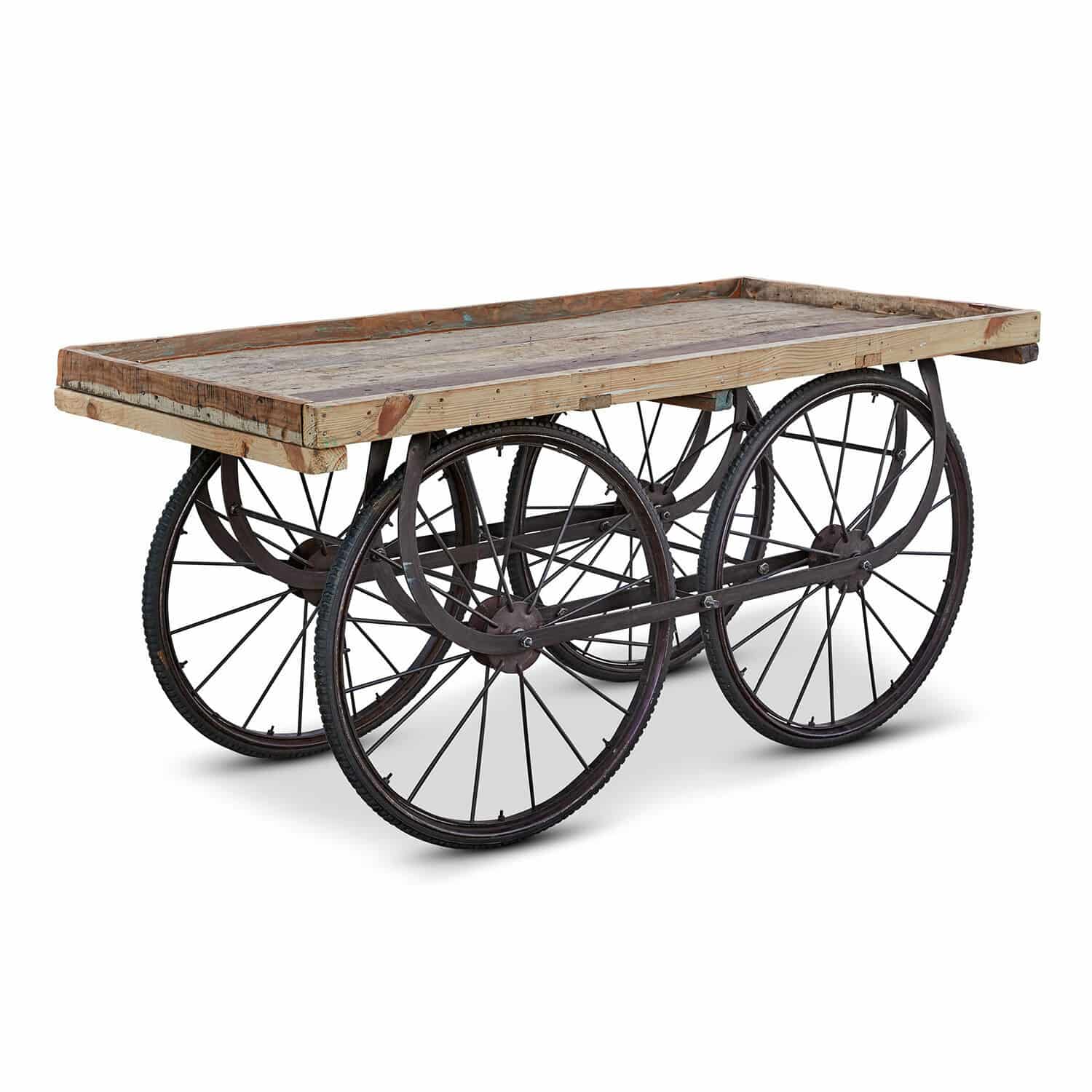Serveerwagen Annabel Vintage tafel op wielen van hout en metaal, perfect voor industriële interieurdecoratie