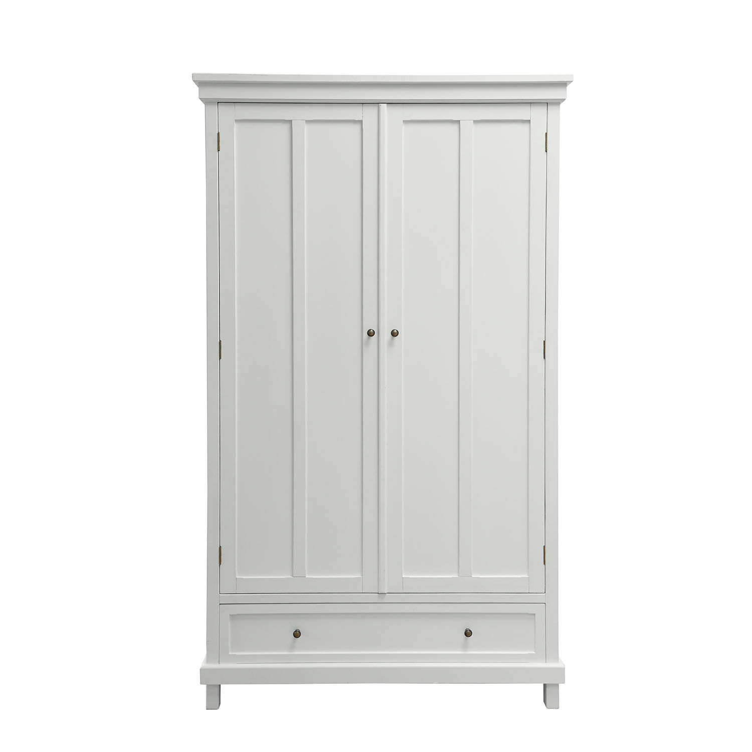 antiekwit Witte houten kast Sirevol met lade, klassieke vintage opbergmeubel