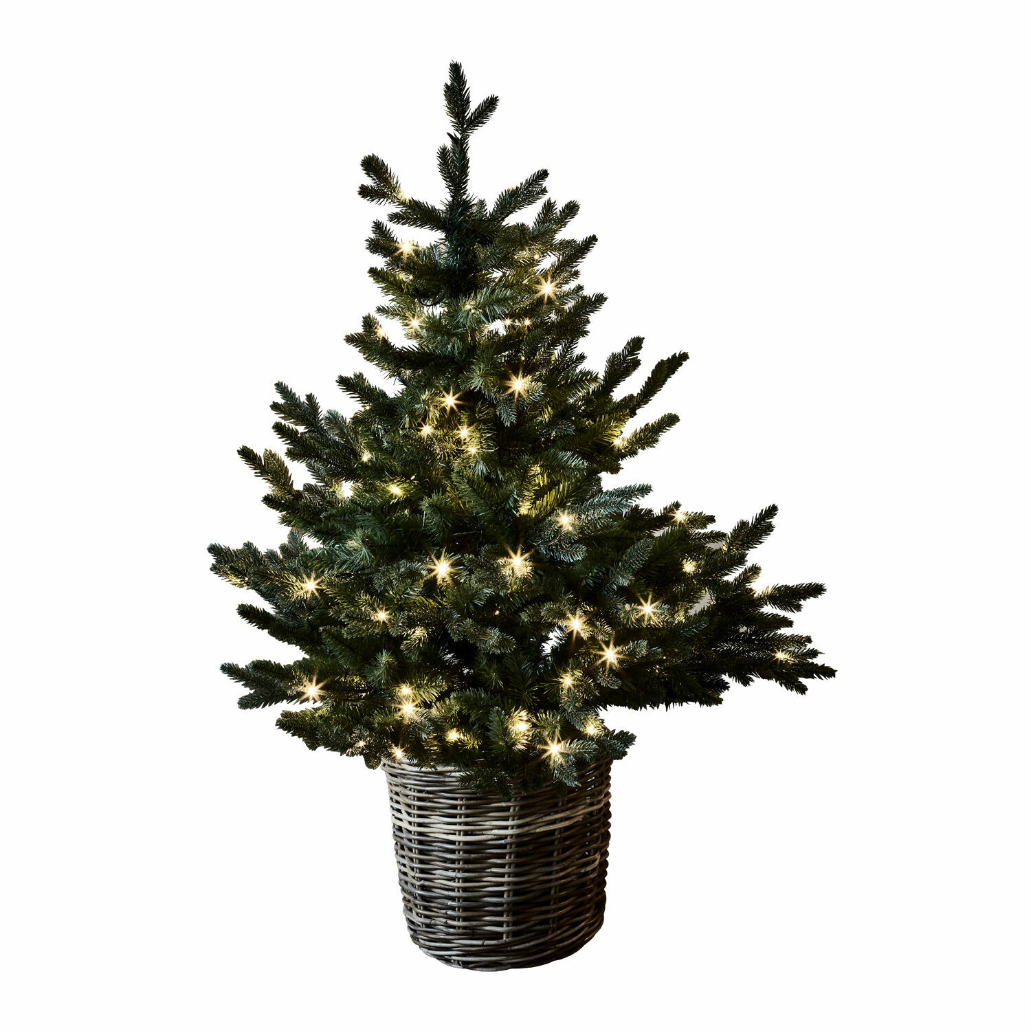 Sierboom Mantilly Kunstkerstboom in rieten mand met warmwitte verlichting, feestelijke decoratie