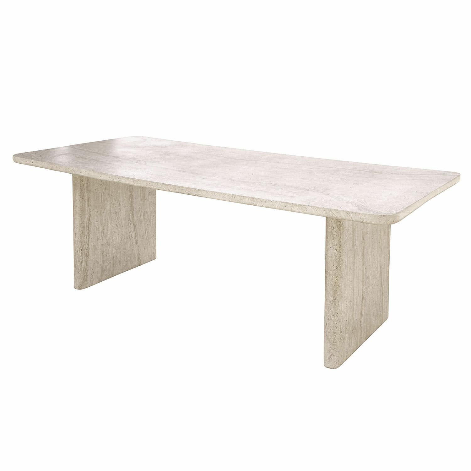 Eettafel Yveline Tafel van licht travertijn met strak modern design voor woonkamer of eetkamer