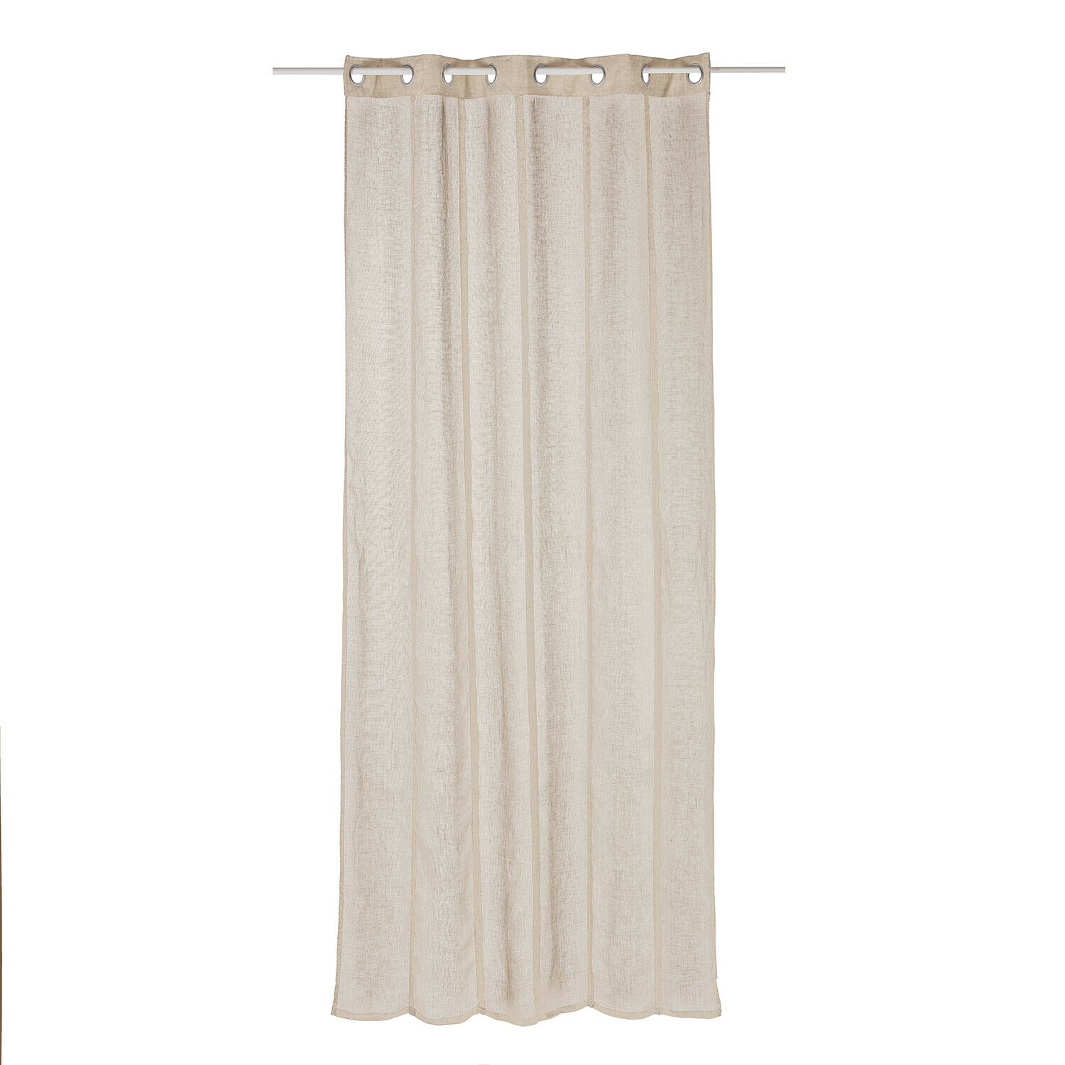 Gordijn Blanchy Beige transparante linnen gordijn met metalen ringen, stijlvolle raamdecoratie