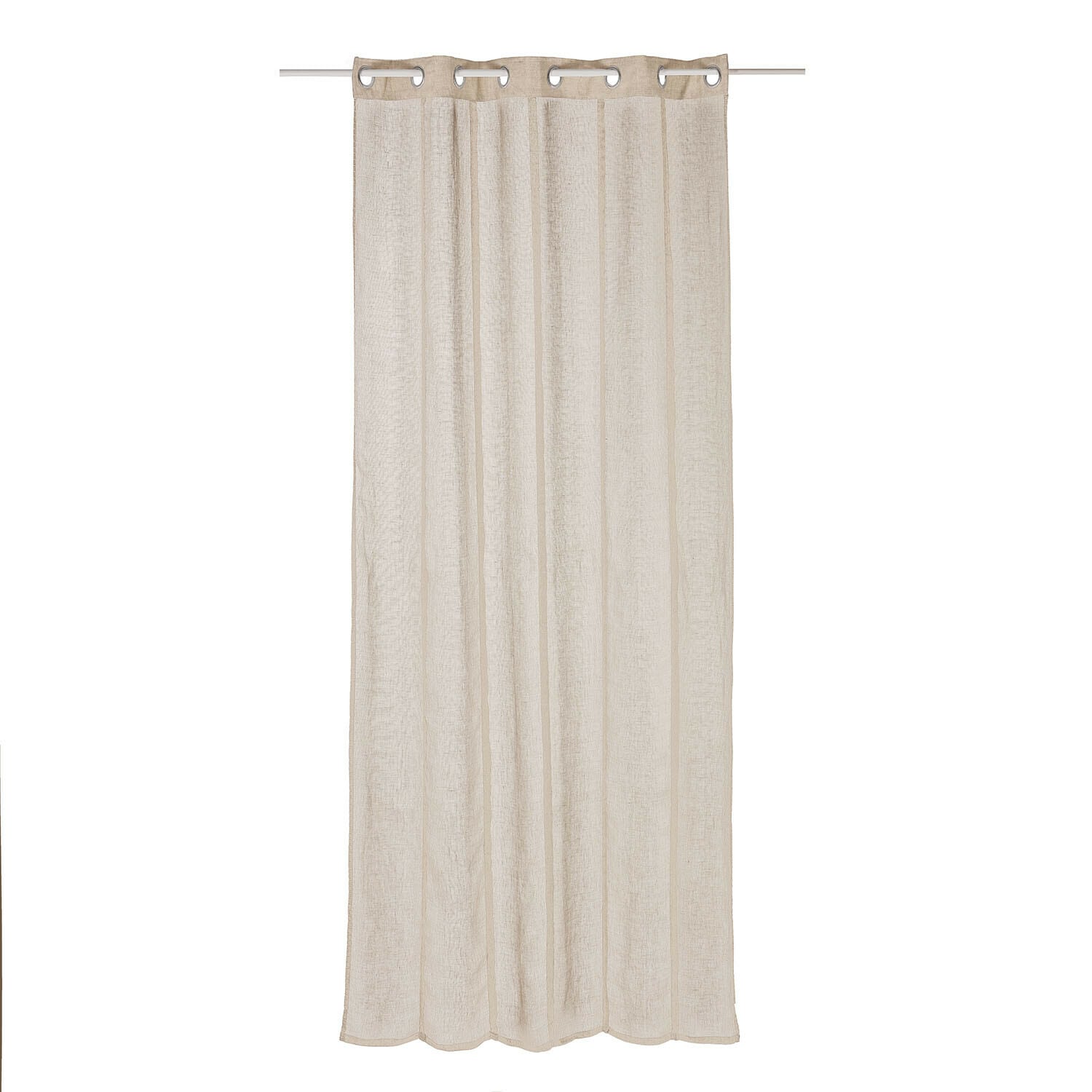 Gordijn Blanchy Beige transparante linnen gordijn met metalen ringen, stijlvolle raamdecoratie
