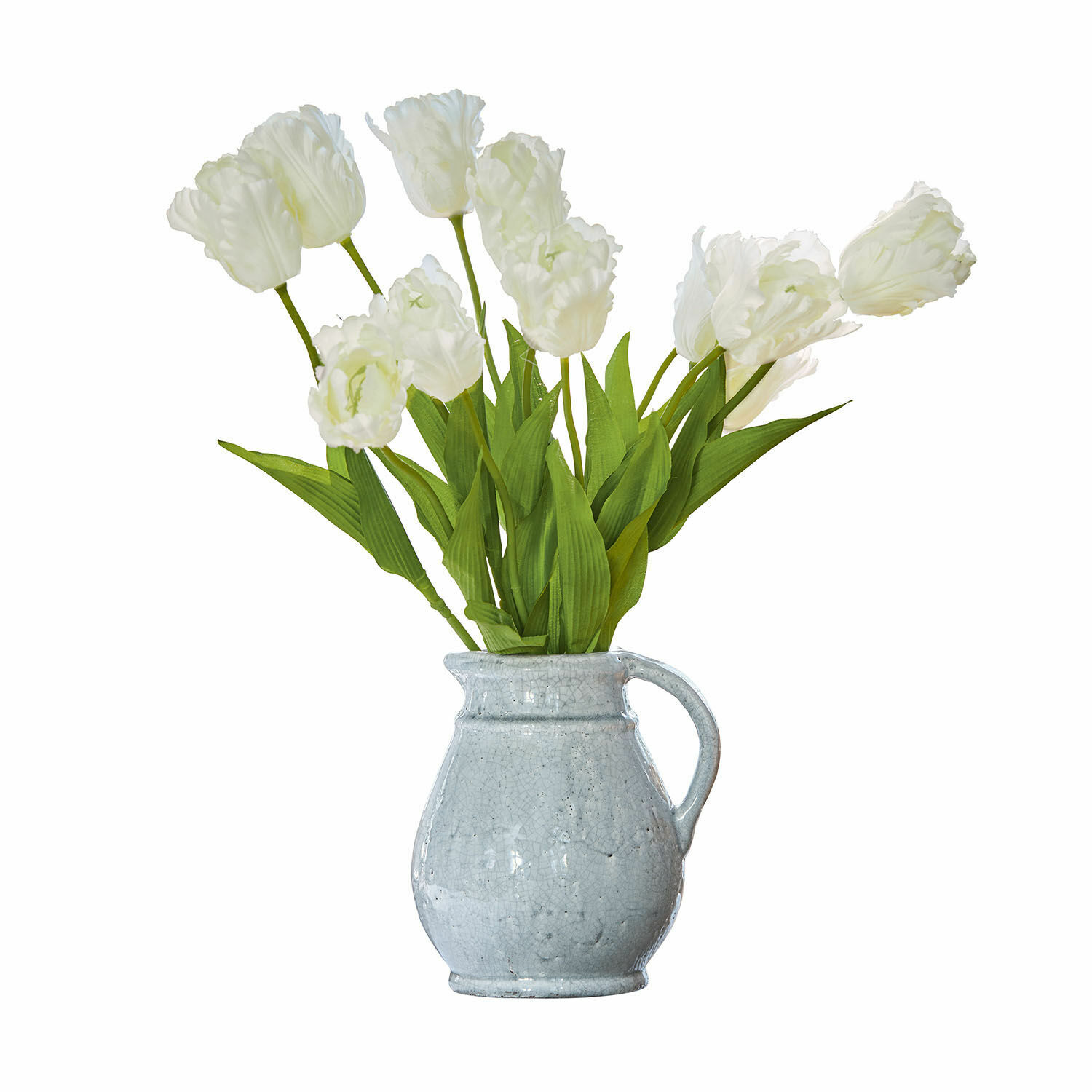 Sierbloem set van 6 Lamarr Witte tulpenboeket in grijze keramische kan als stijlvolle woondecoratie