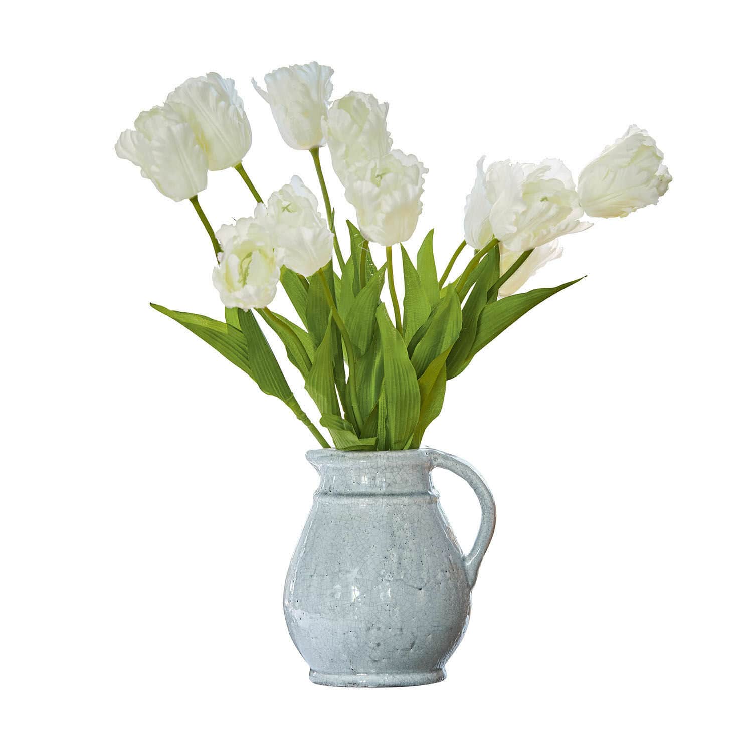 Sierbloem set van 6 Lamarr Witte tulpenboeket in grijze keramische kan als stijlvolle woondecoratie