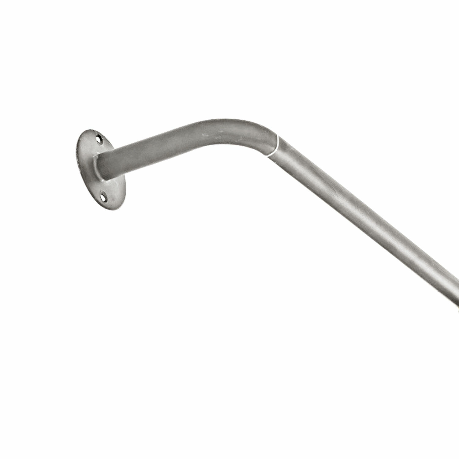Gordijnroede Omara Zilverkleurige metalen wandbuis met gebogen uiteinde, functioneel en decoratief onderdeel
