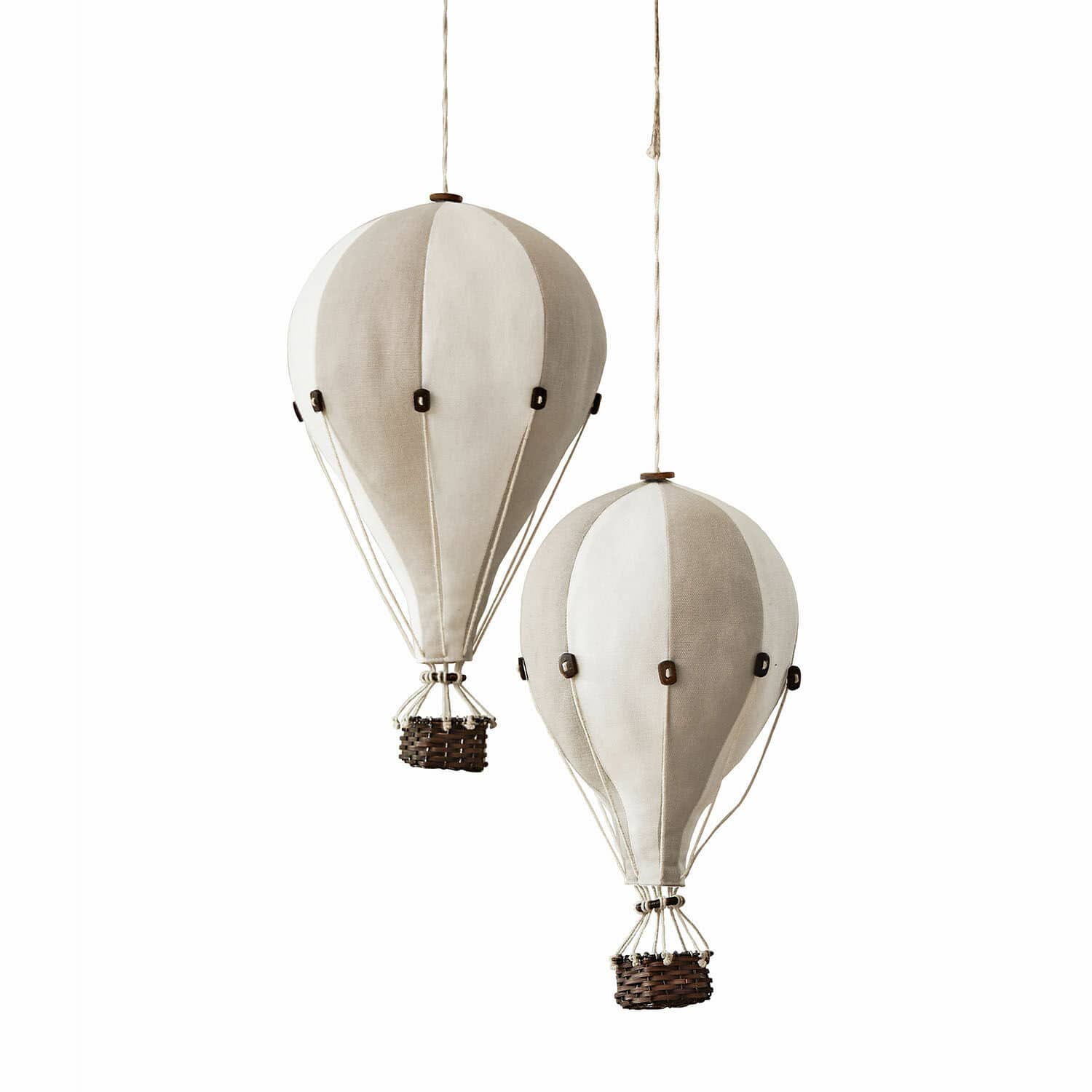 Decoluchtballon set van 2 Merrybean Decoratieve stoffen heteluchtballonnen in beige-witte tinten om binnen op te hangen