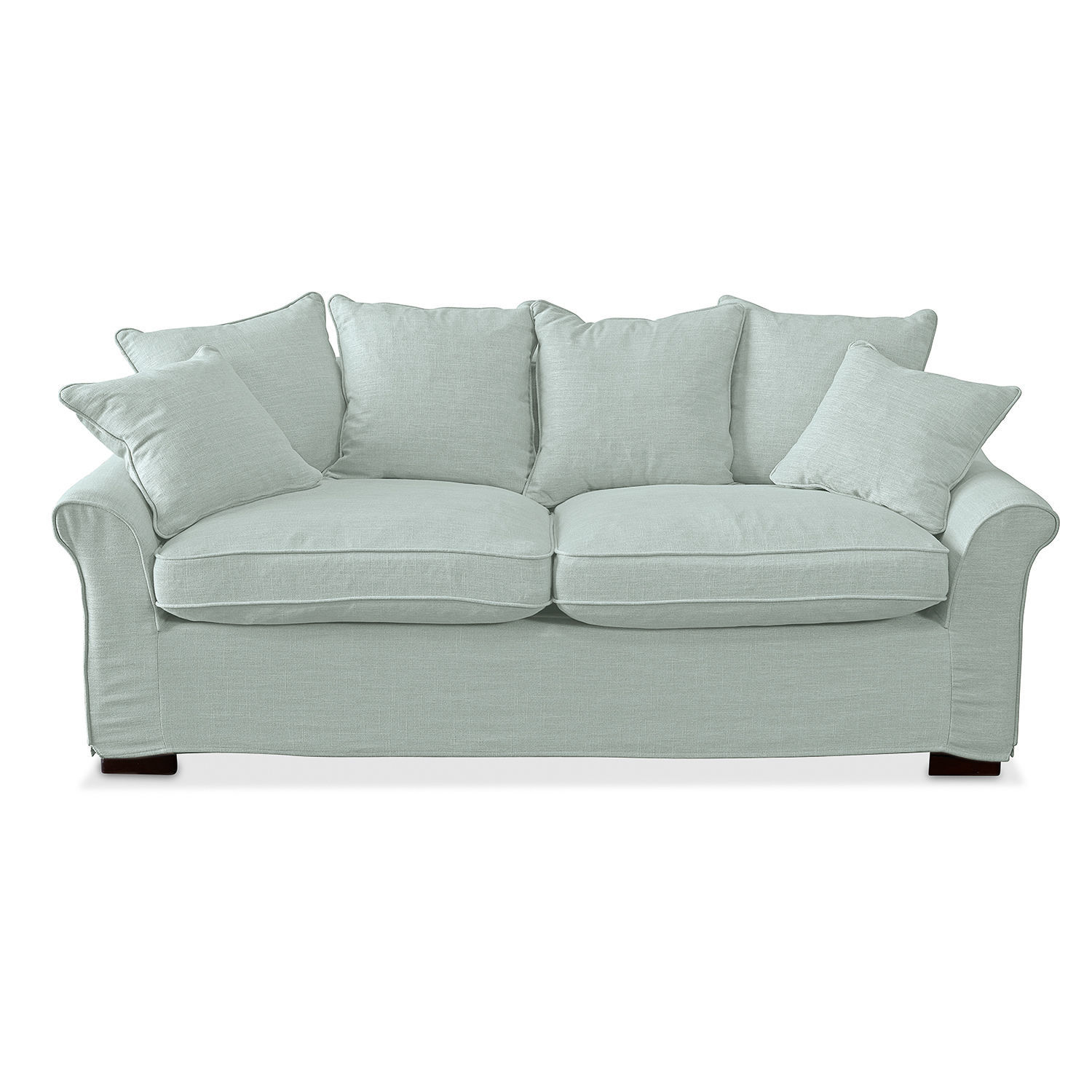 mint Mintgroene Long Beach bank van stof met zachte kussens en comfortabel zitvlak voor woonkamer