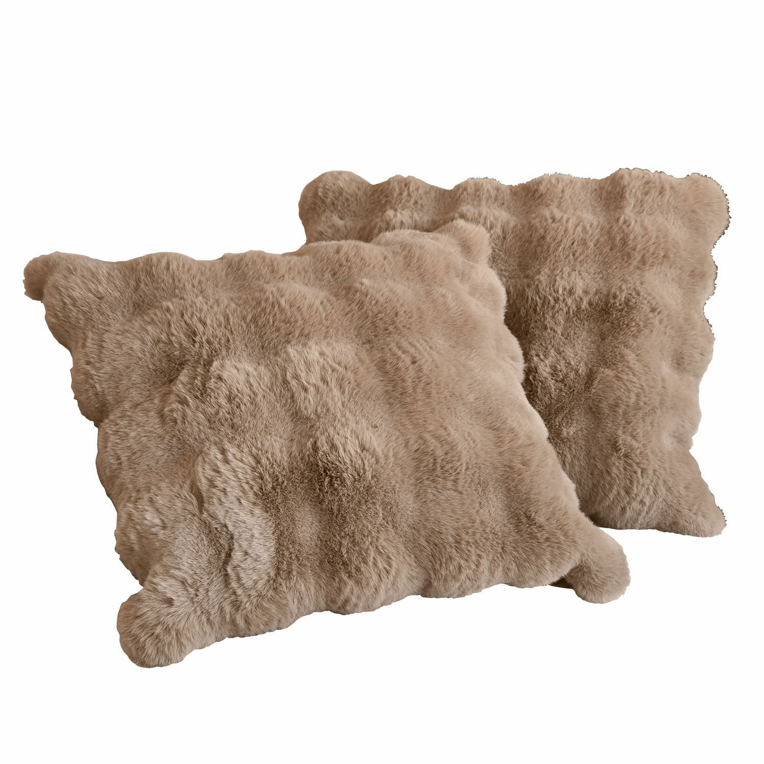 Kussenhoes set van 2 Zalina Set van twee decoratieve kussens van beige kunstbont, perfect voor een gezellige sfeer