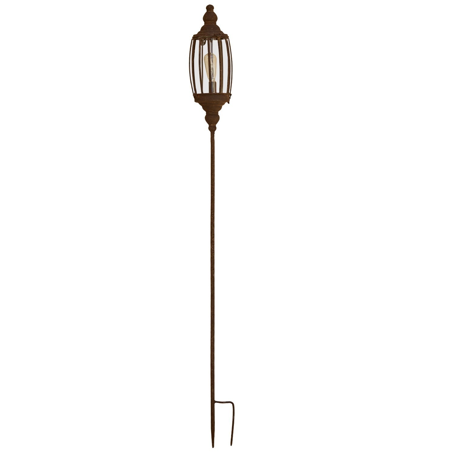 Ledlantaarn Ivette Decoratieve tuinlantaarn van roestig metaal met lange pin om in de grond te steken, buitenverlichting
