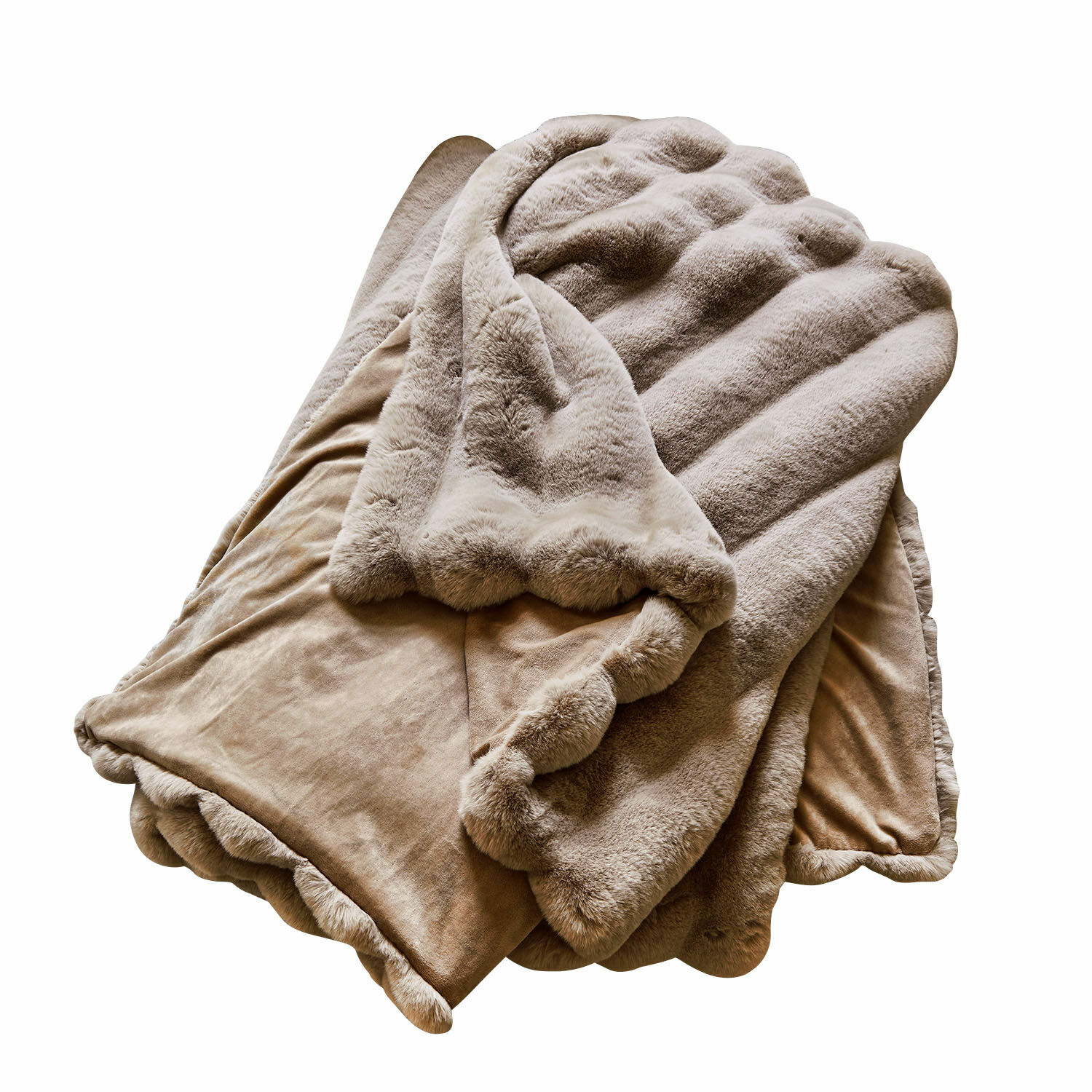 Zachte beige deken van imitatiebont, ideaal voor een gezellige inrichting en woondecoratie