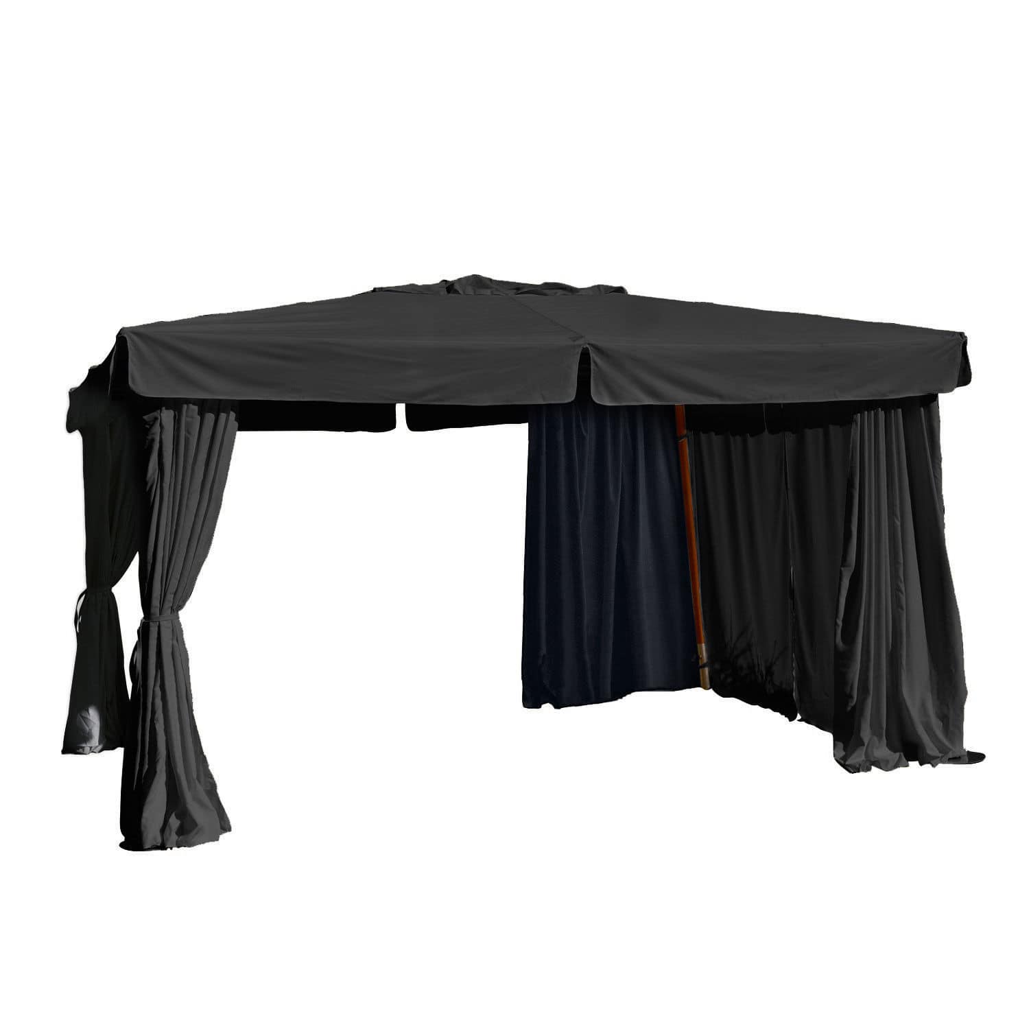 Zwarte Lexington Park paviljoen van stof, ideaal voor terras en tuin, bescherming tegen zon en regen