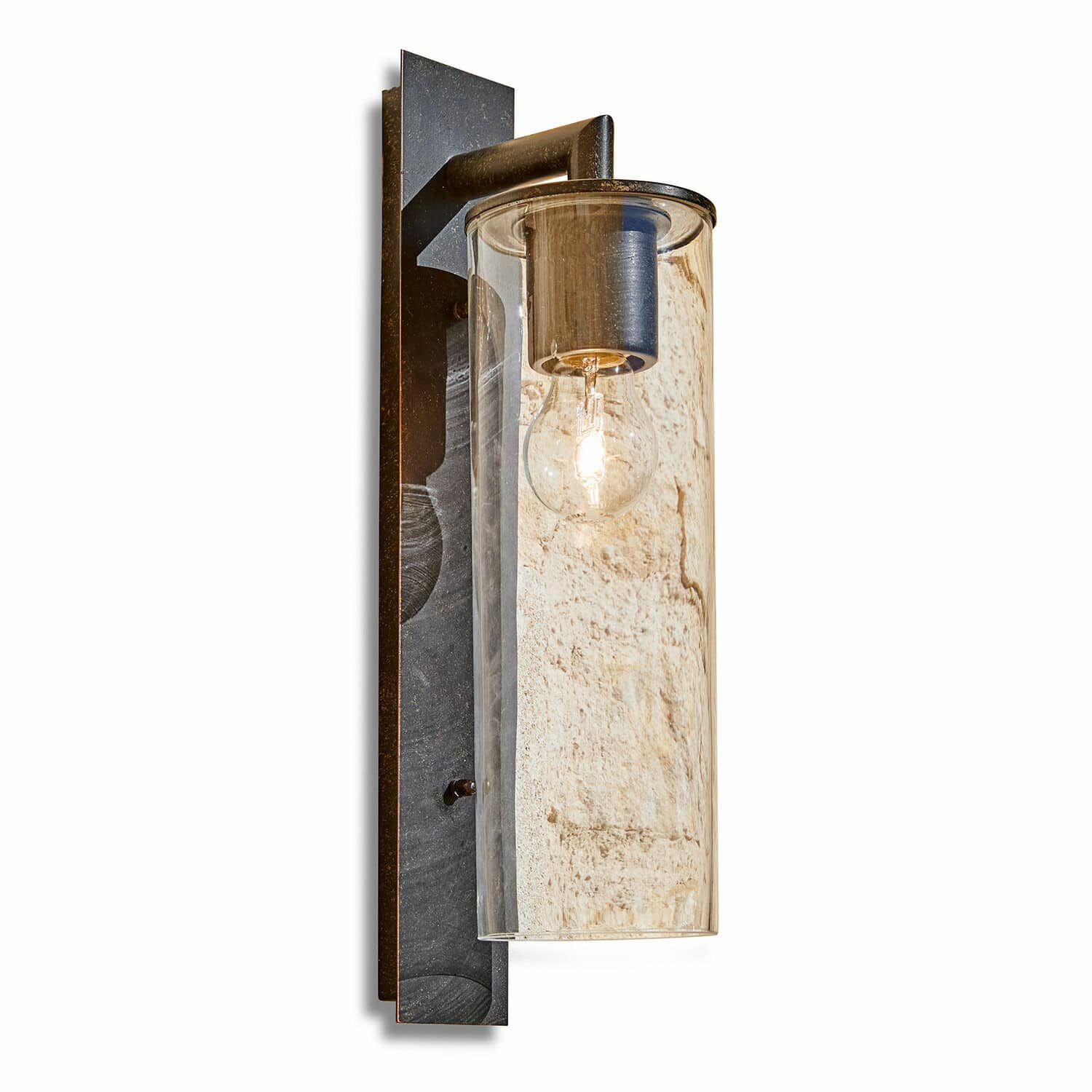 Buitenlamp Clisson Wandlamp van zwart metaal met doorzichtige glazen kap, moderne binnenverlichting