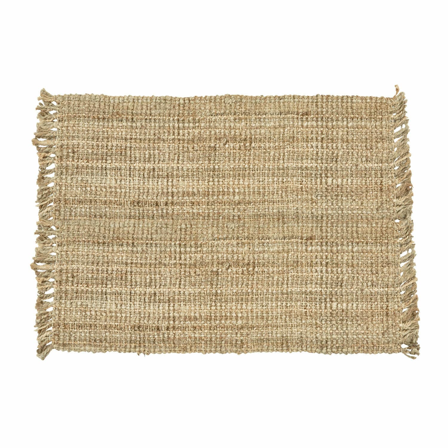 Vloerkleed Hermitage Natuurlijke beige jute vloerkleed met franjes, duurzaam en milieuvriendelijk woonaccessoire