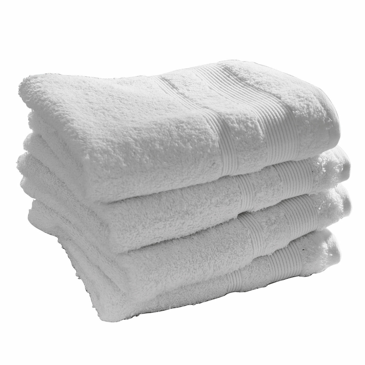 wit Set van 4 witte Bourogne handdoeken van zachte katoen, ideaal voor badkamer en dagelijks gebruik