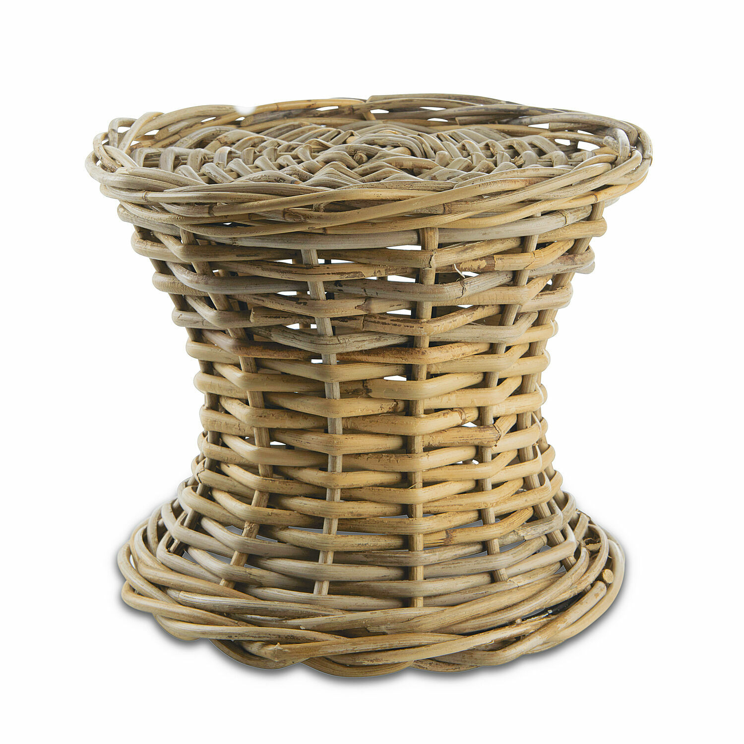 Ronde kruk van natuurlijk rotan, licht en duurzaam meubel voor binnen en buiten