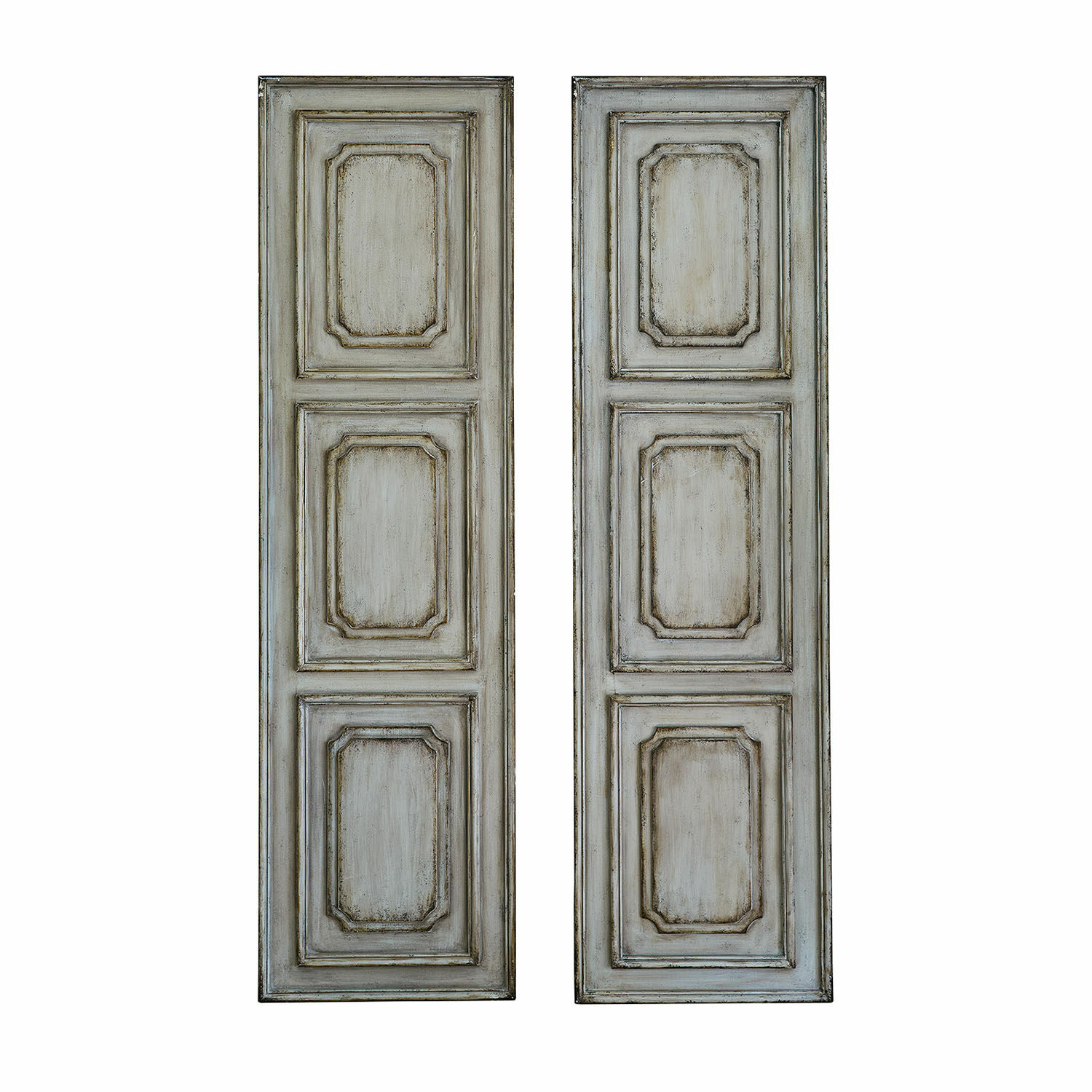 Paneel set van 2 Dovire Set van twee decoratieve wandpanelen van grijs verouderd hout voor vintage interieurs
