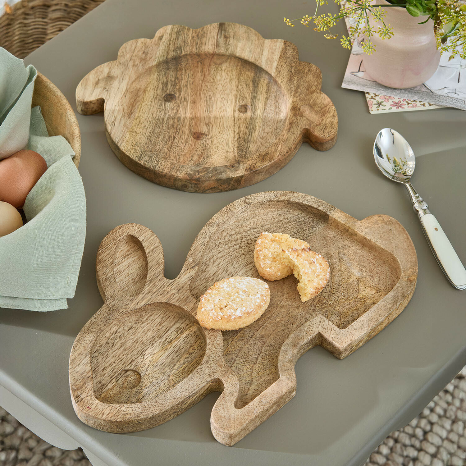 Snijplank set van 2 Rainboway Houten serveerplank in dierenvorm, natuurlijke kleur, decoratief en praktisch voor snacks
