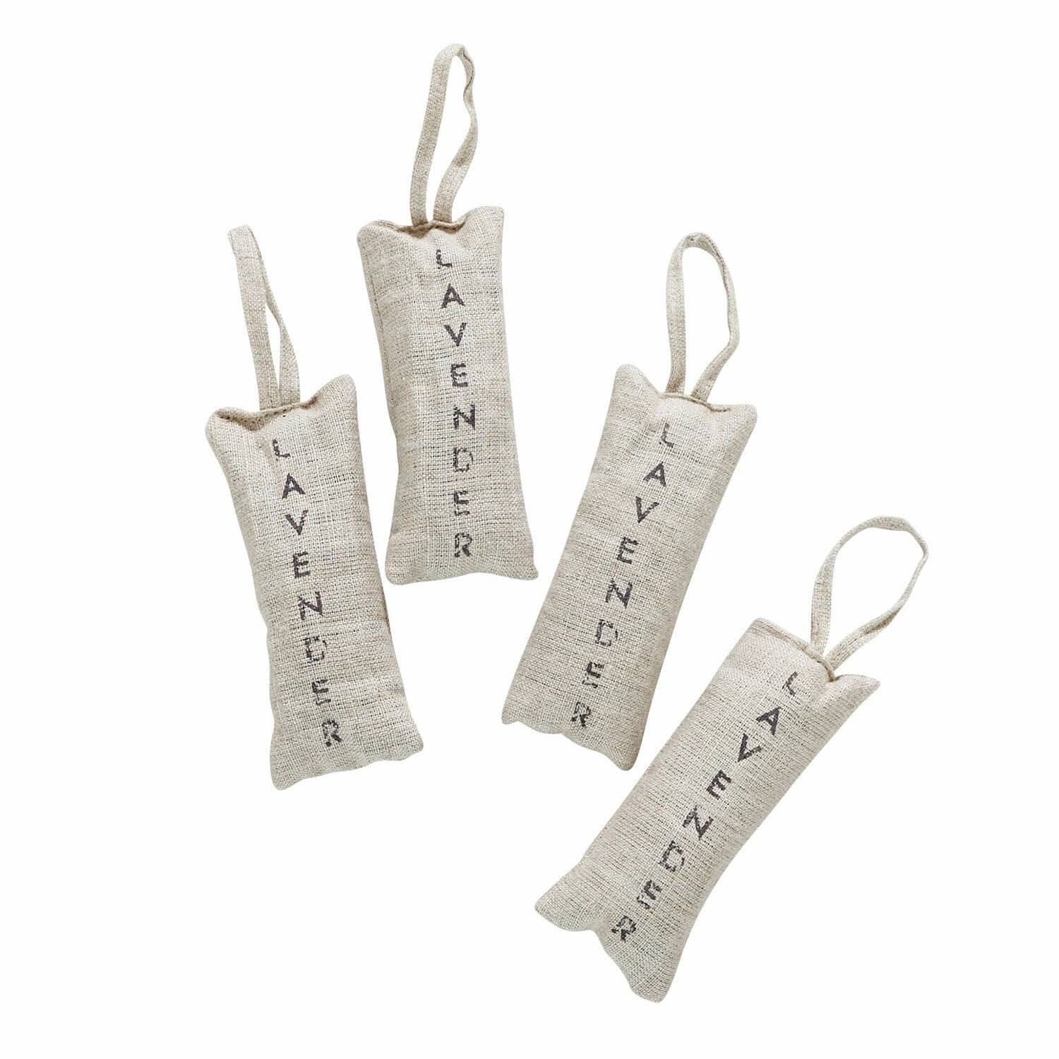 Lavendelzakje set van 4 Boettger Set van vier natuurlijke linnen zakjes gevuld met lavendel en lus om op te hangen, geur en decoratie