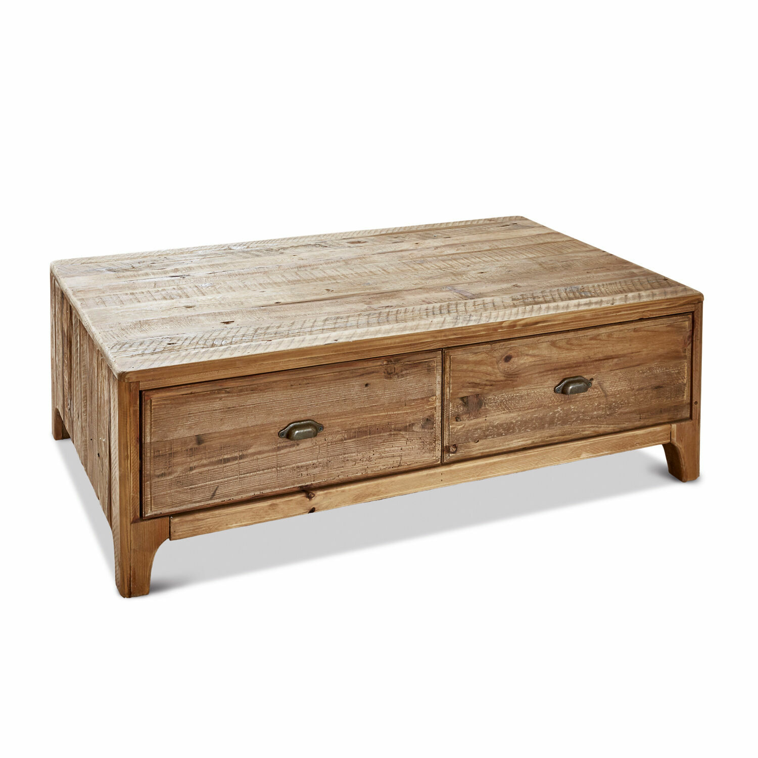 Salontafel Wittfield Rustieke salontafel van natuurlijk hout met twee laden, praktisch meubel voor woonkamer
