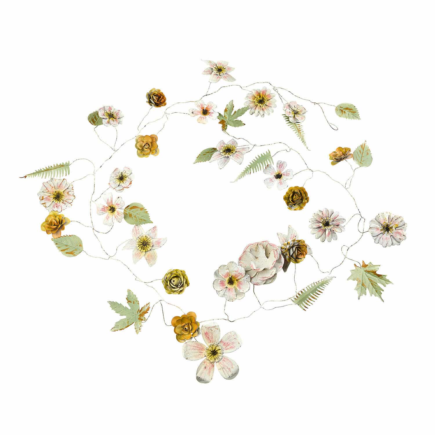 Guirlande Urfanne Decoratieve metalen slinger met witte en gele bloemen en bladeren voor interieurdecoratie