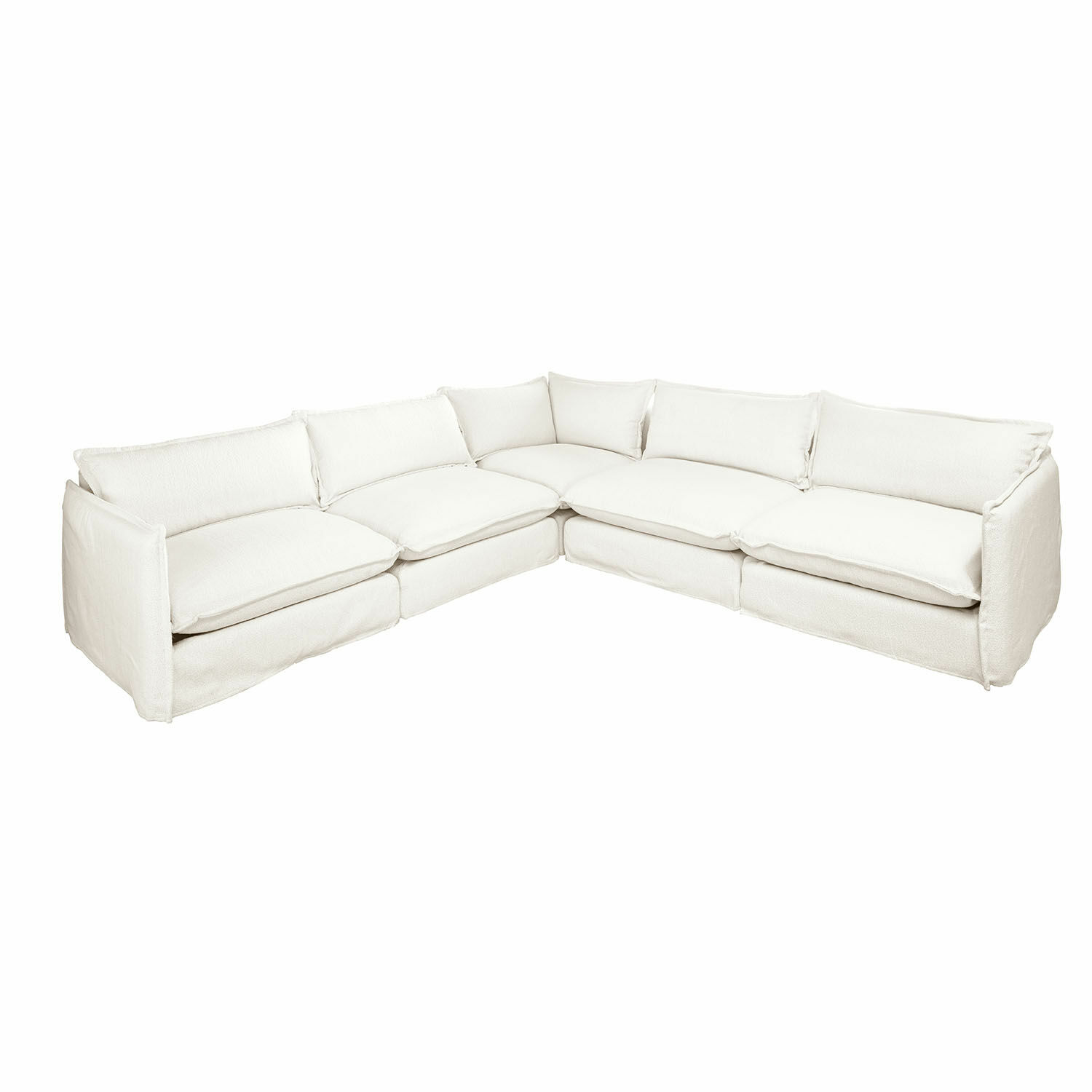 crème Hoekbank Illingworth crème van zachte stof, comfortabel voor woonkamer, modern meubelontwerp