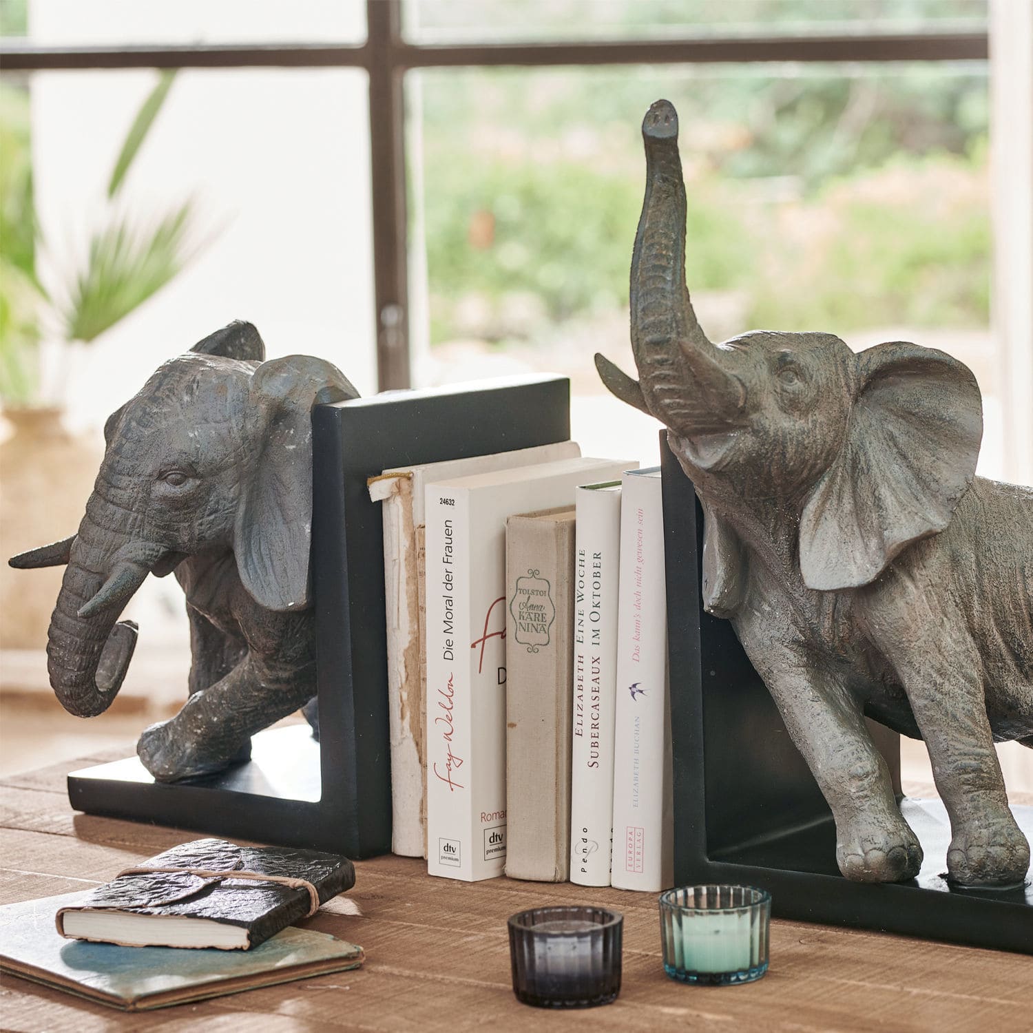 Boekensteun set van 2 Elephants