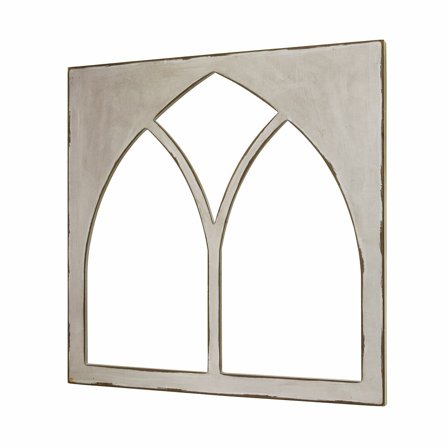 Siervenster Kiraline Decoratieve houten wandlijst in grijs met twee boogvormige openingen voor vintage interieur
