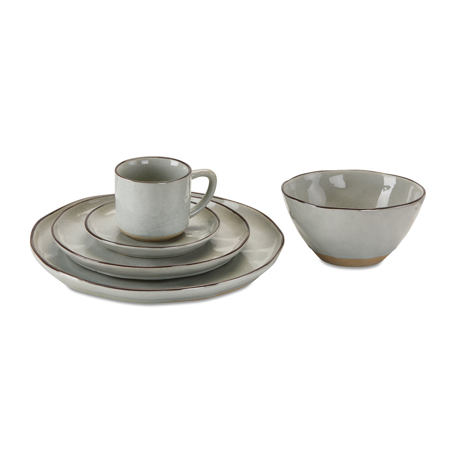 Servies set van 30 Biarré Grijs keramisch servies met kopje, borden en kom voor stijlvolle tafelsetting