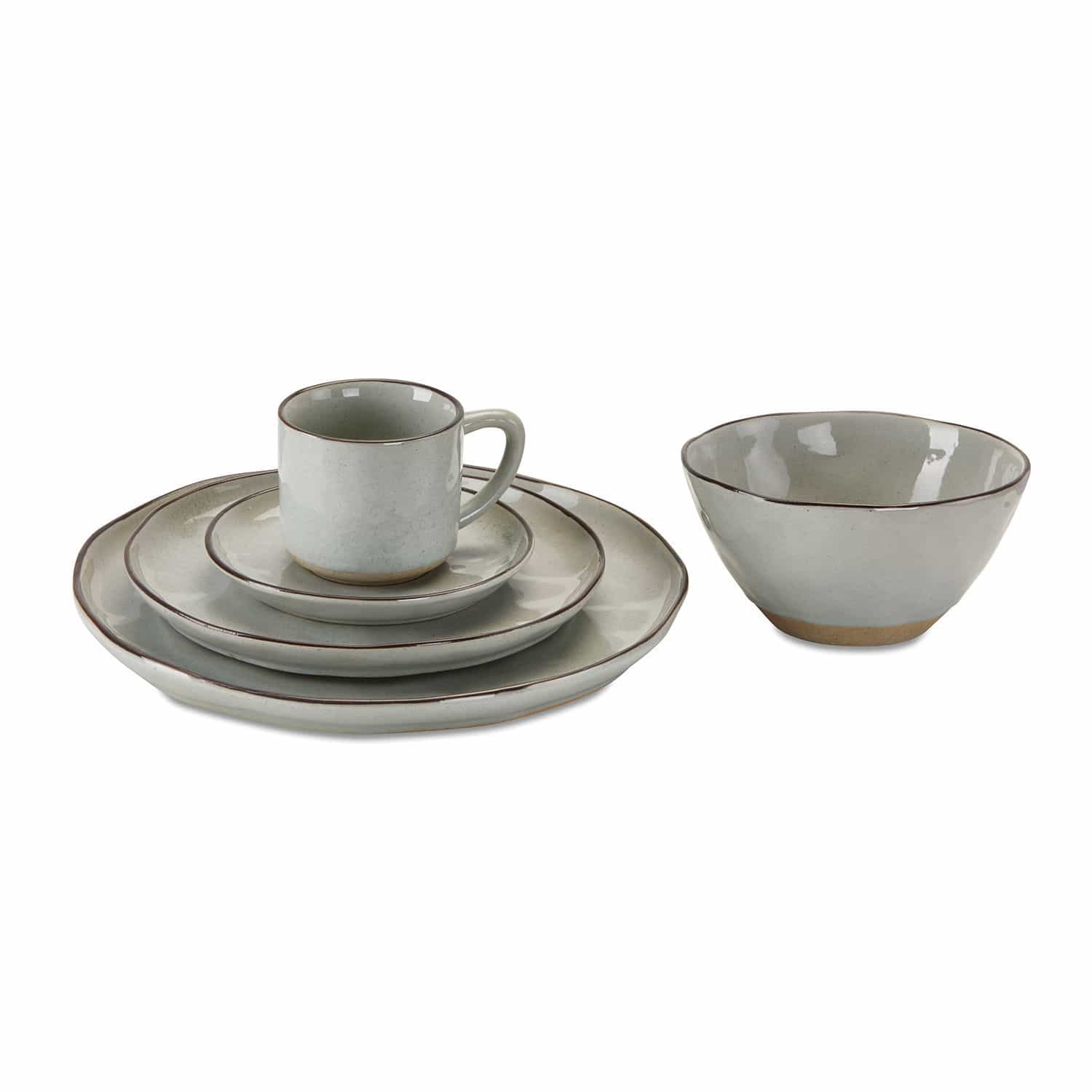 Servies set van 30 Biarré Grijs keramisch servies met kopje, borden en kom voor stijlvolle tafelsetting