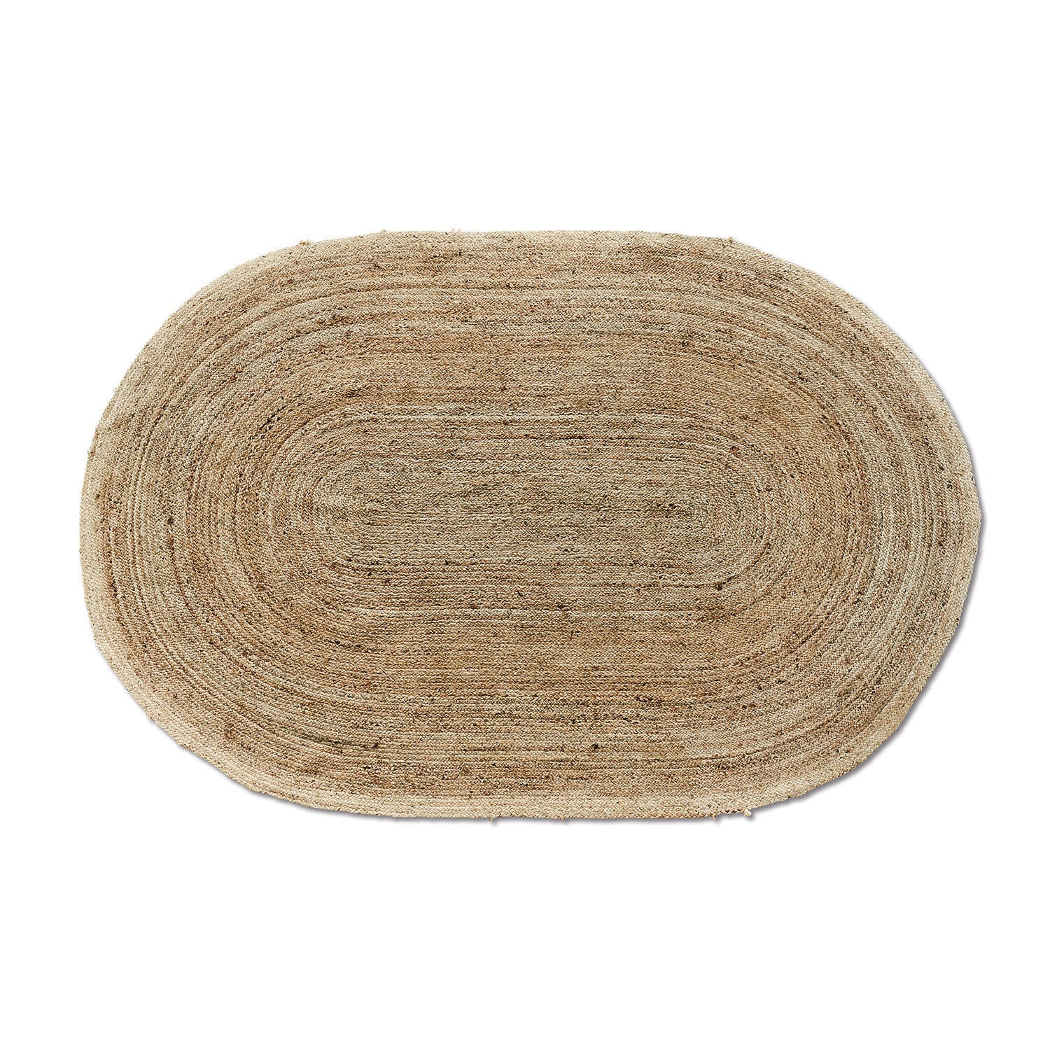 Vloerkleed Ausone Ovale vloerkleed van natuurlijke jute in beige, geschikt voor eco- en boho-interieurs.